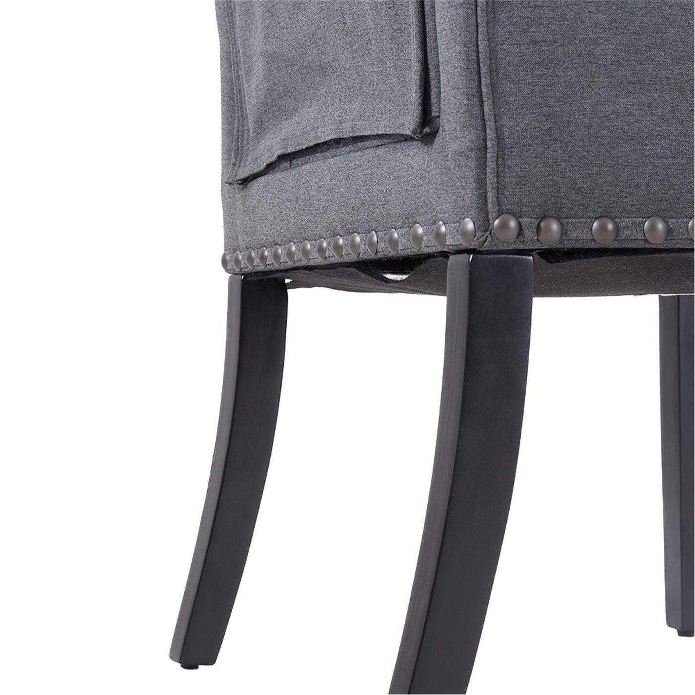 Grey - Kabinet UK - Linen Buttoned Upholstered Dining Chair - 8
