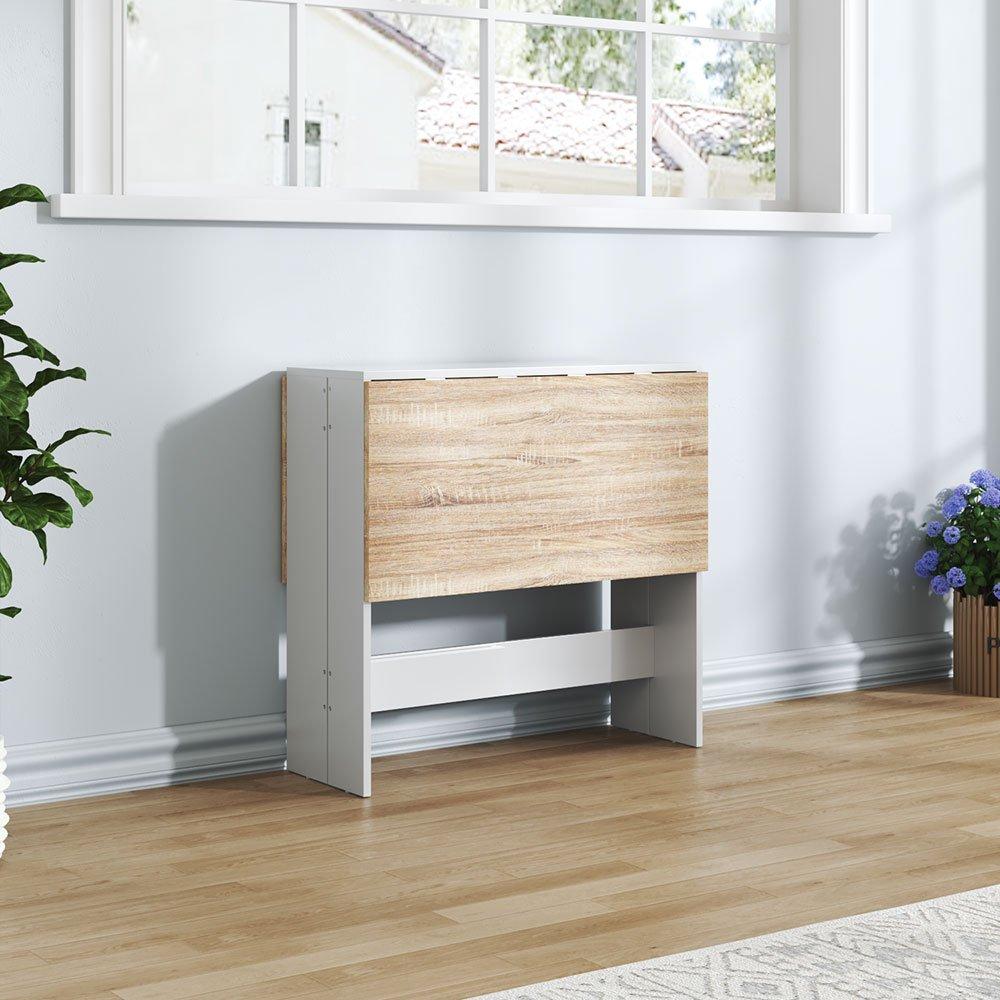 Brown - Kabinet UK - Folding Modern Drop Leaf Dining Table - 2