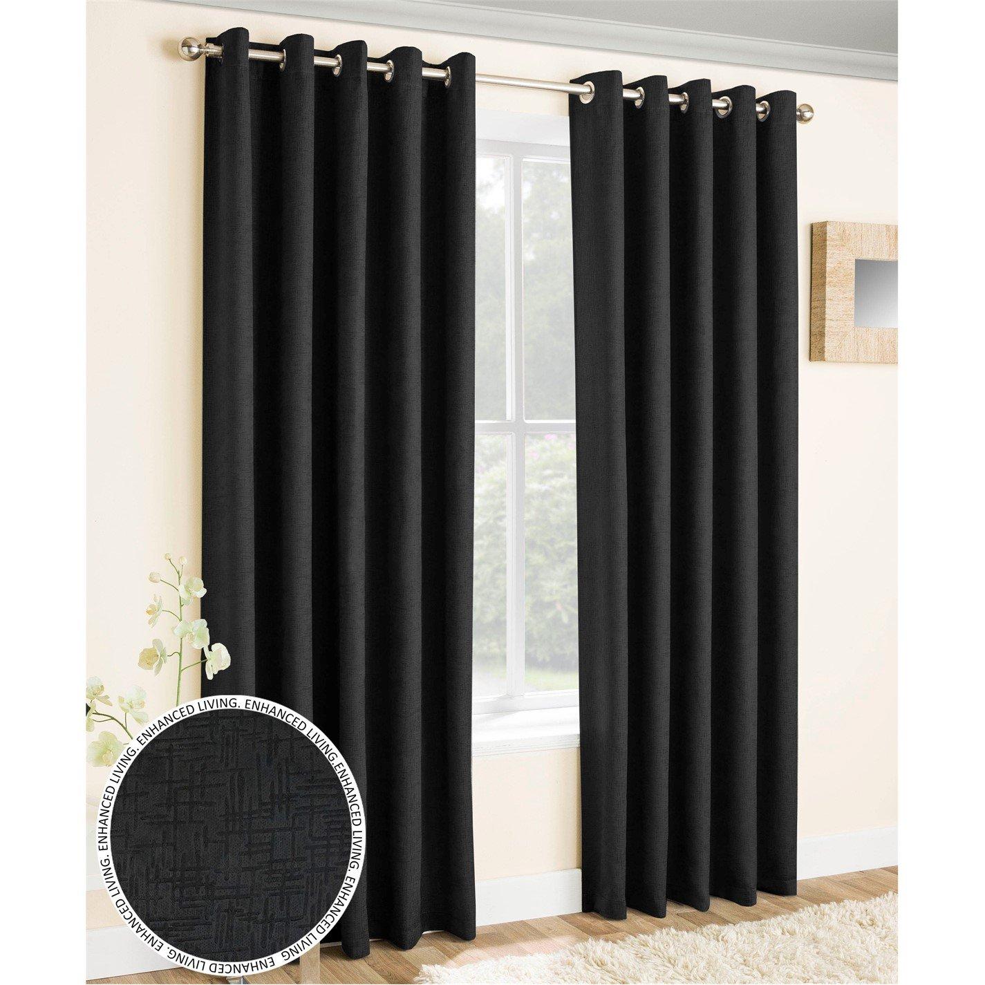 Enhanced Living  Vogue Thermal Room Darkening Curtains Eyelet Black - 229x229cm
