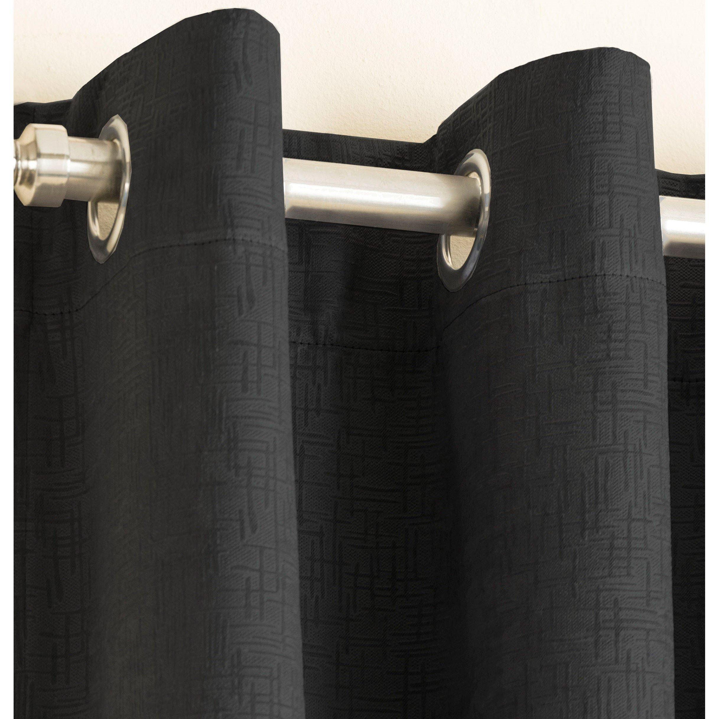 Black - Enhanced Living - Vogue Black Thermal Room Darkening Curtains Eyelet - 2