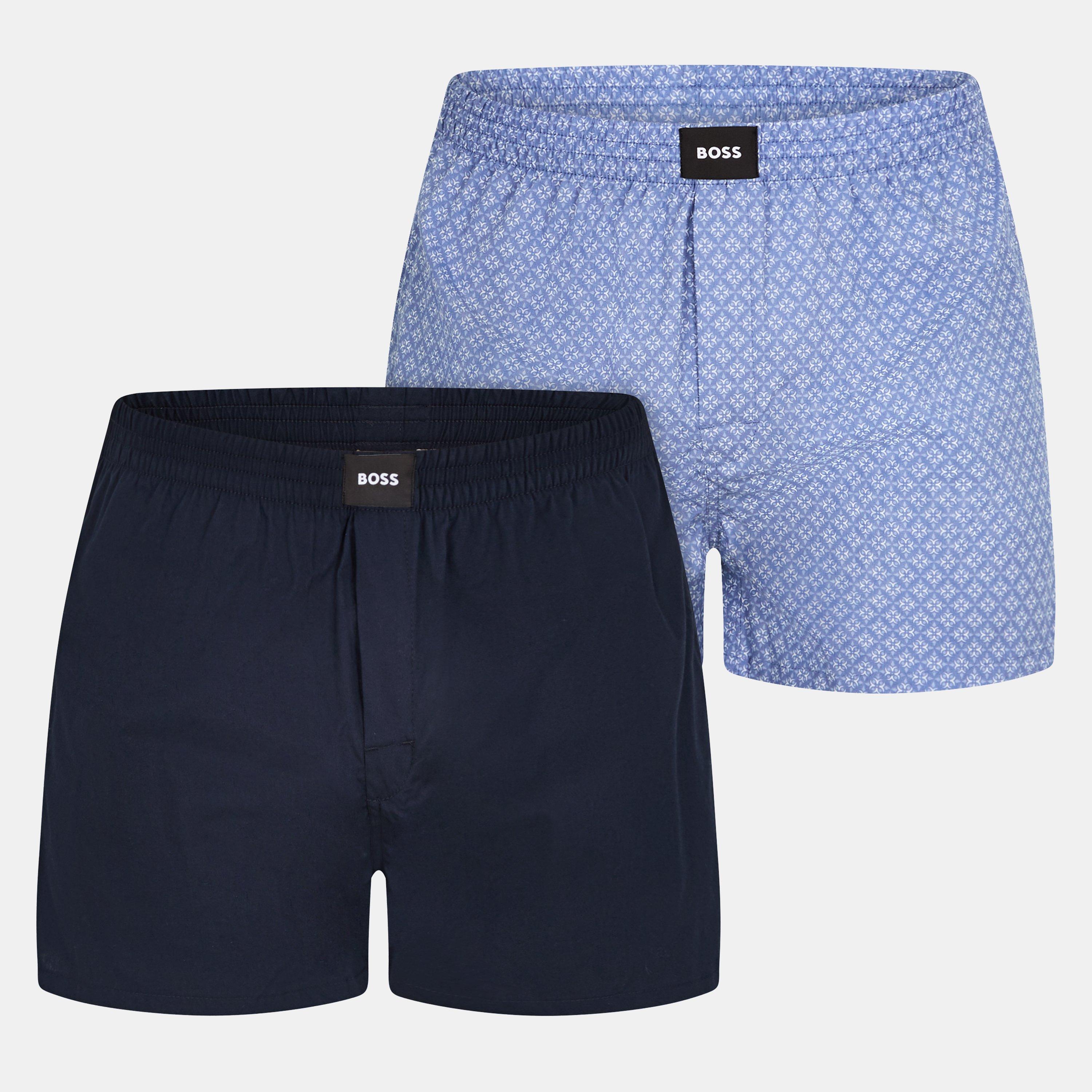 Navy/Blue 530 - Boss - Mens BOSS Bodywear 2 Pack Exclusive Boxer Shorts with Comfortable Waistband - 1