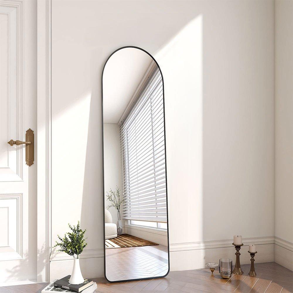 Kabinet Uk  Modern Arched Freestanding Metal Floor Mirror - Black