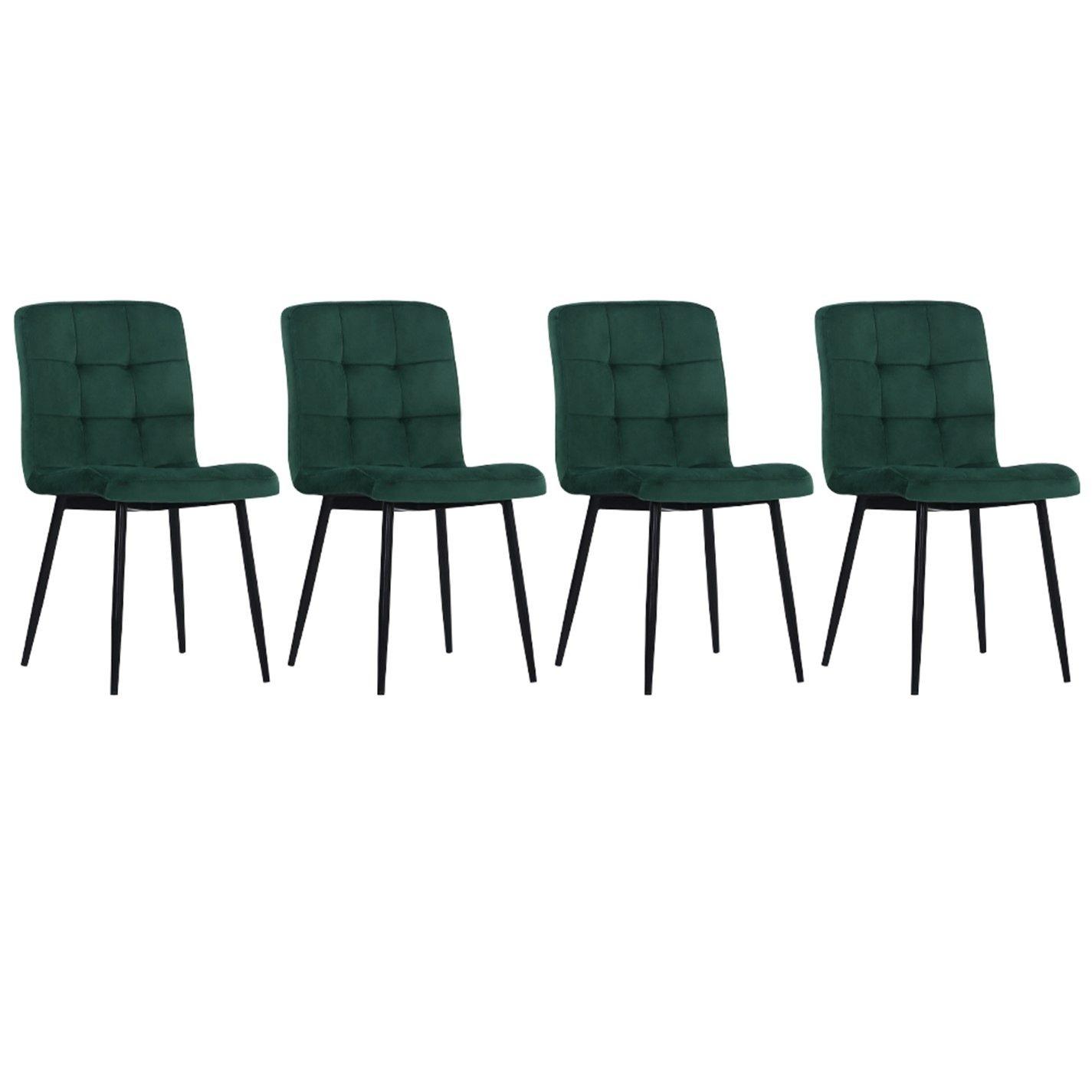 Green - Kabinet UK - 4 Set Modern Frosted Velvet Dining Chairs - 4