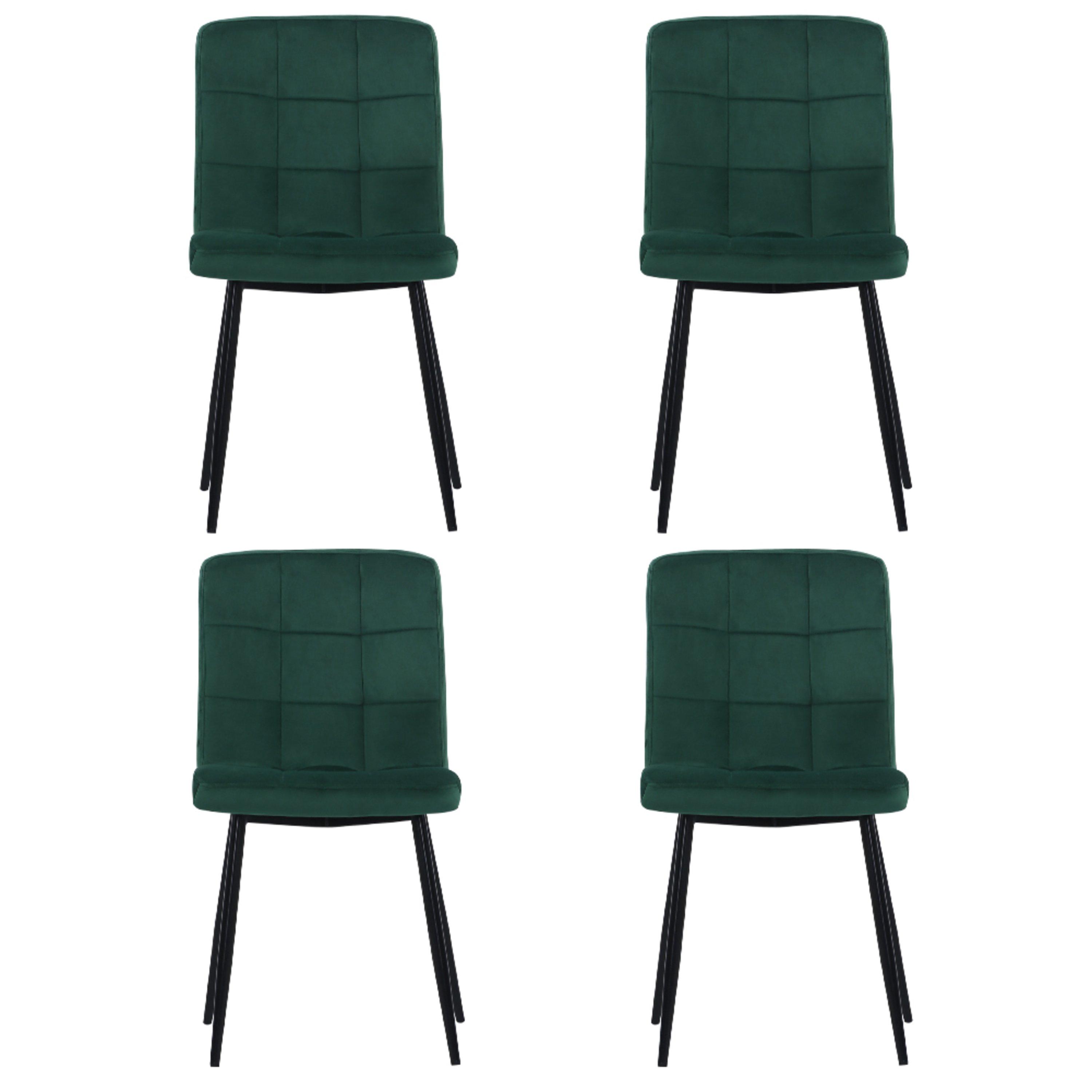 Green - Kabinet UK - 4 Set Modern Frosted Velvet Dining Chairs - 5