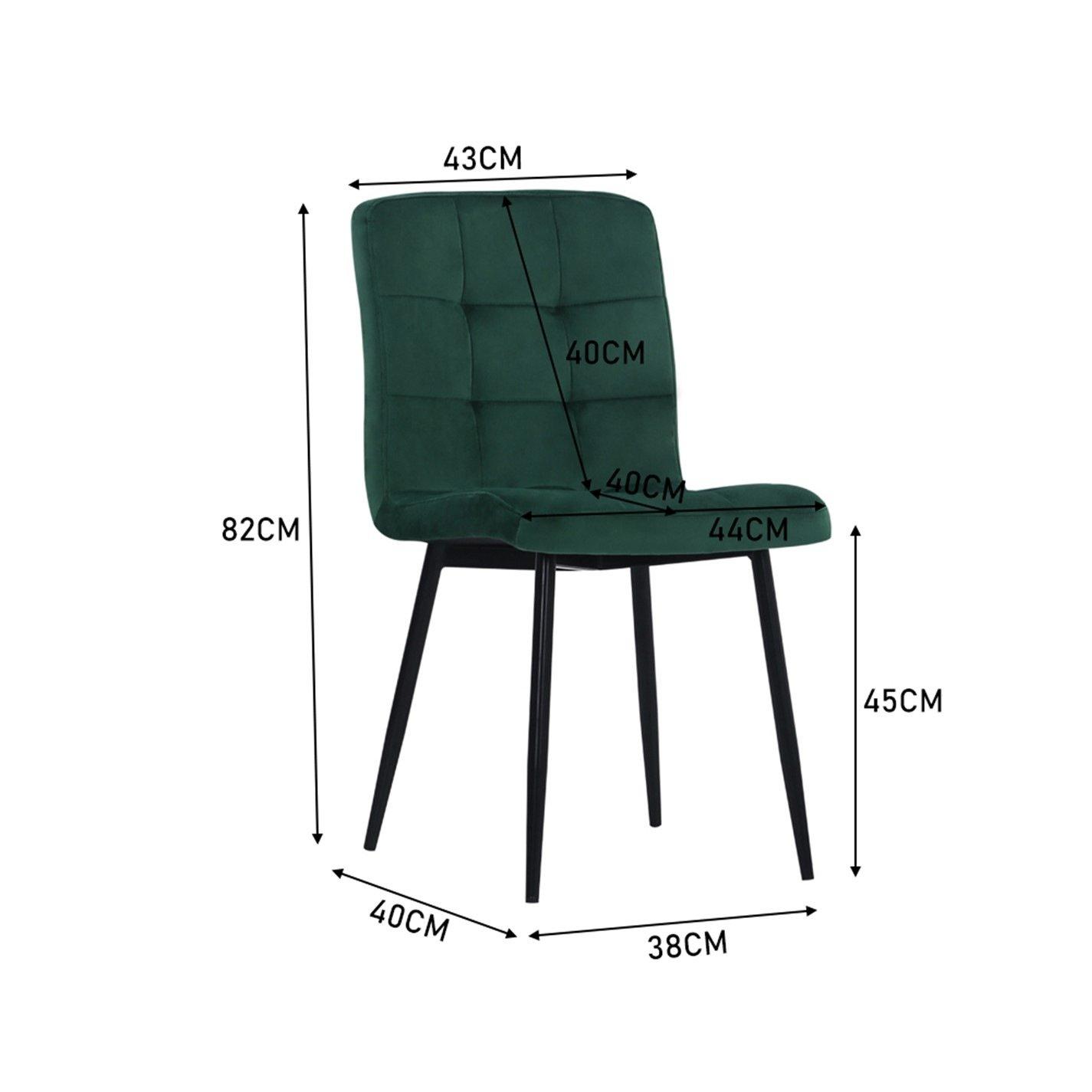 Green - Kabinet UK - 4 Set Modern Frosted Velvet Dining Chairs - 10
