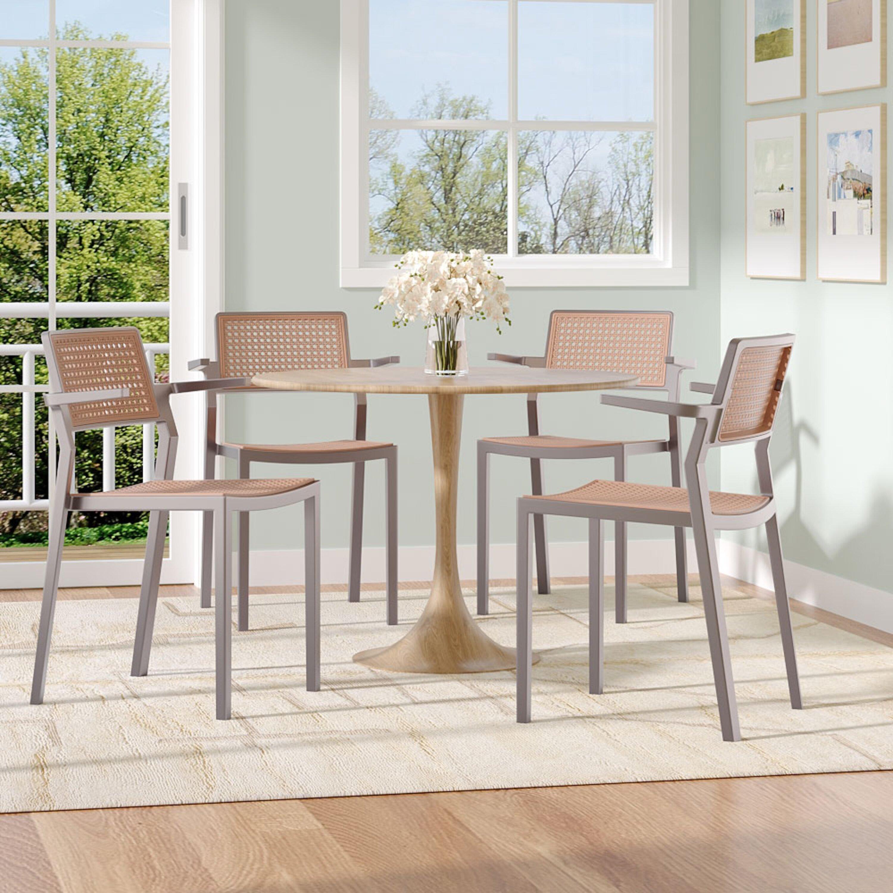 Grey - Kabinet UK - 4 Set Pseudo-rattan PP Dining Chair - 1