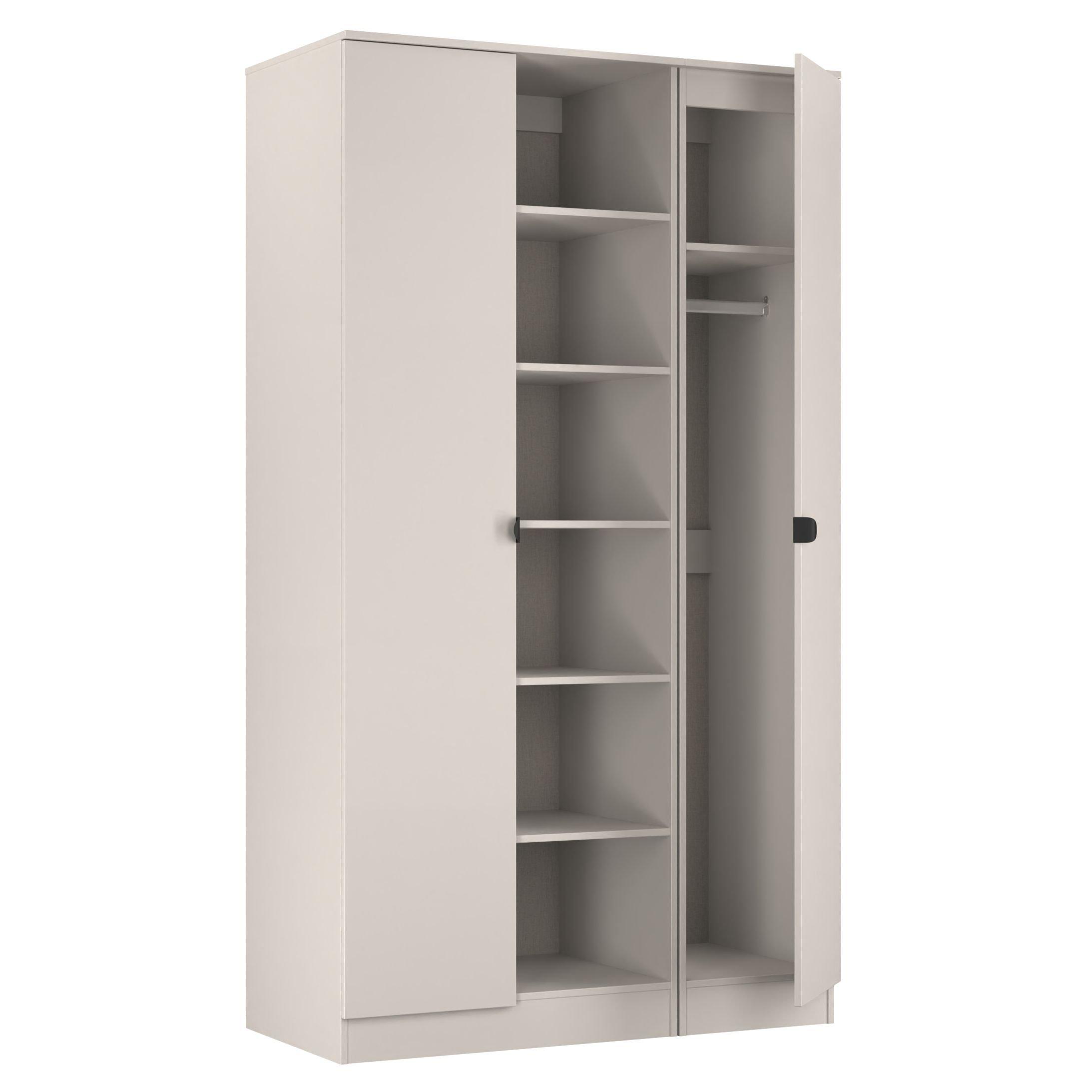 Kashmir Matt - Welcome Furniture - Solomon 2 Door Open Shelf Triple Wardrobe - 6