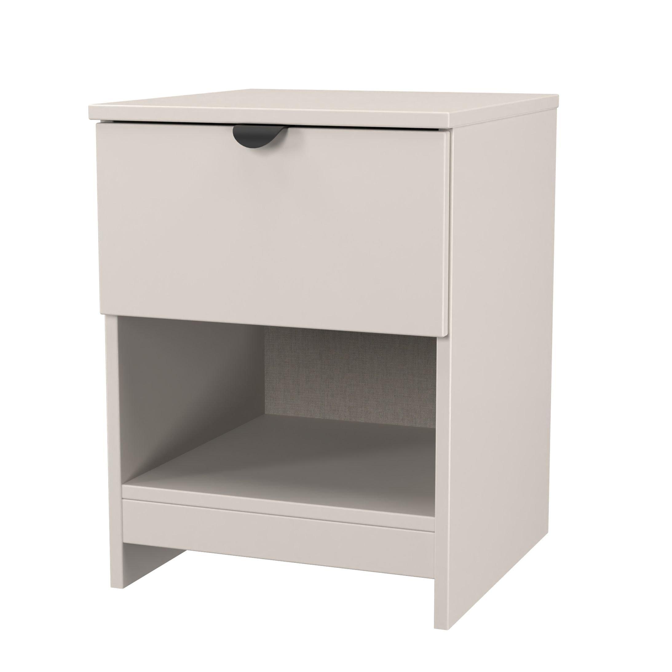 Kashmir Matt - Welcome Furniture - Solomon 1 Drawer Open Shelf Bedside Cabinet - 4