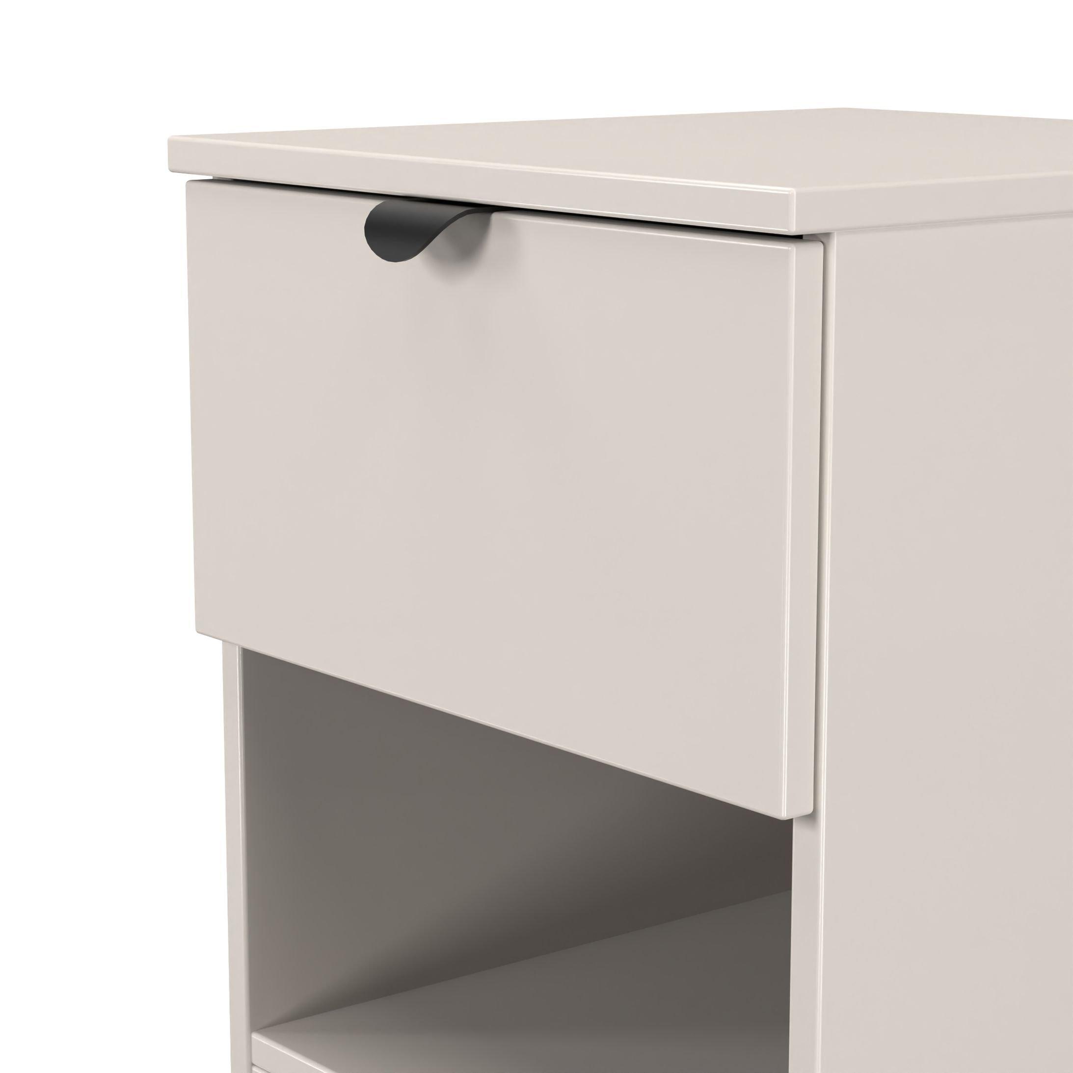 Kashmir Matt - Welcome Furniture - Solomon 1 Drawer Open Shelf Bedside Cabinet - 5