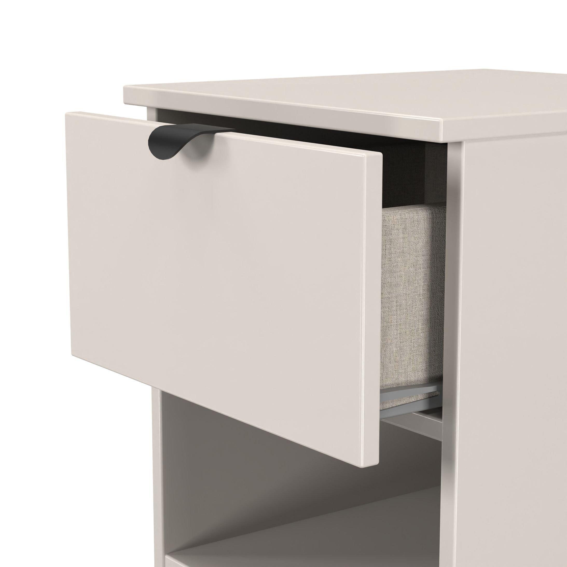 Kashmir Matt - Welcome Furniture - Solomon 1 Drawer Open Shelf Bedside Cabinet - 6