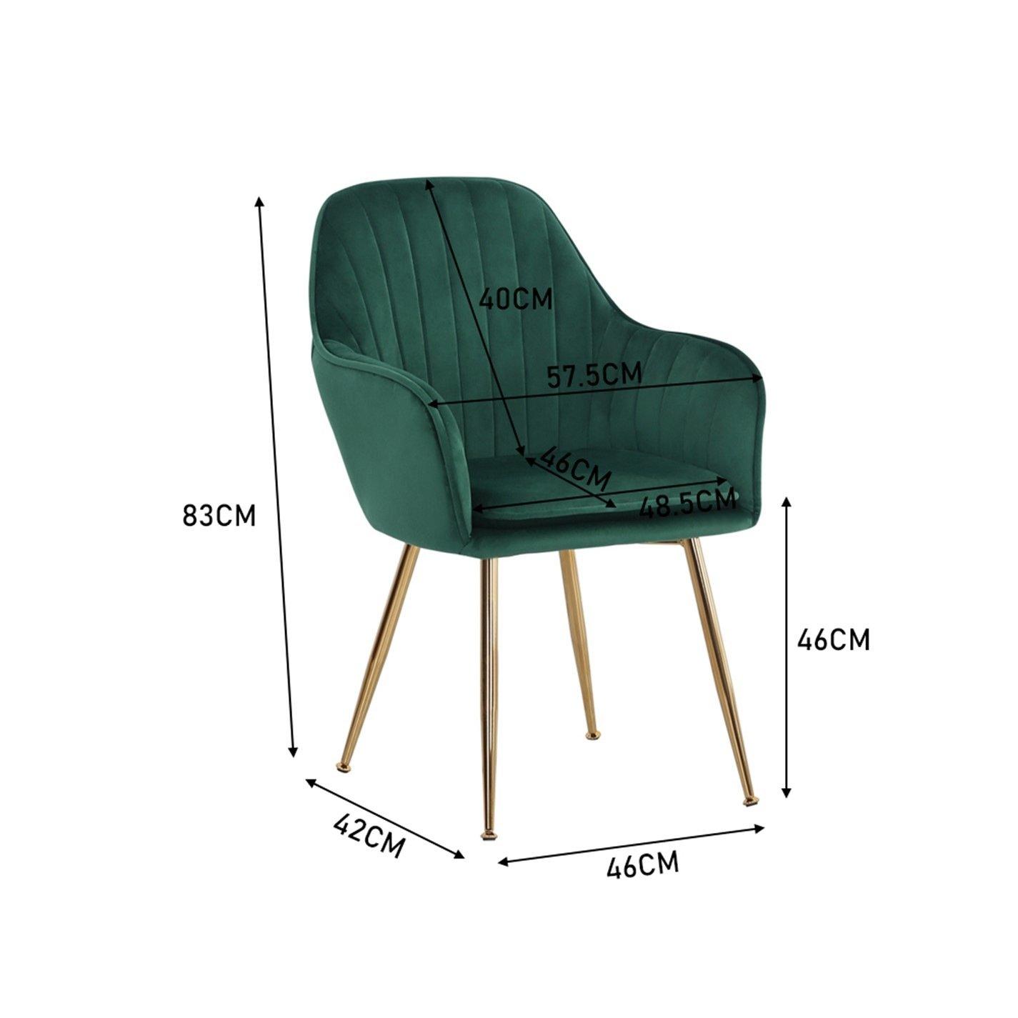 Green - Kabinet UK - 2 Set Modern Velvet Upholstered Dining Chairs - 12