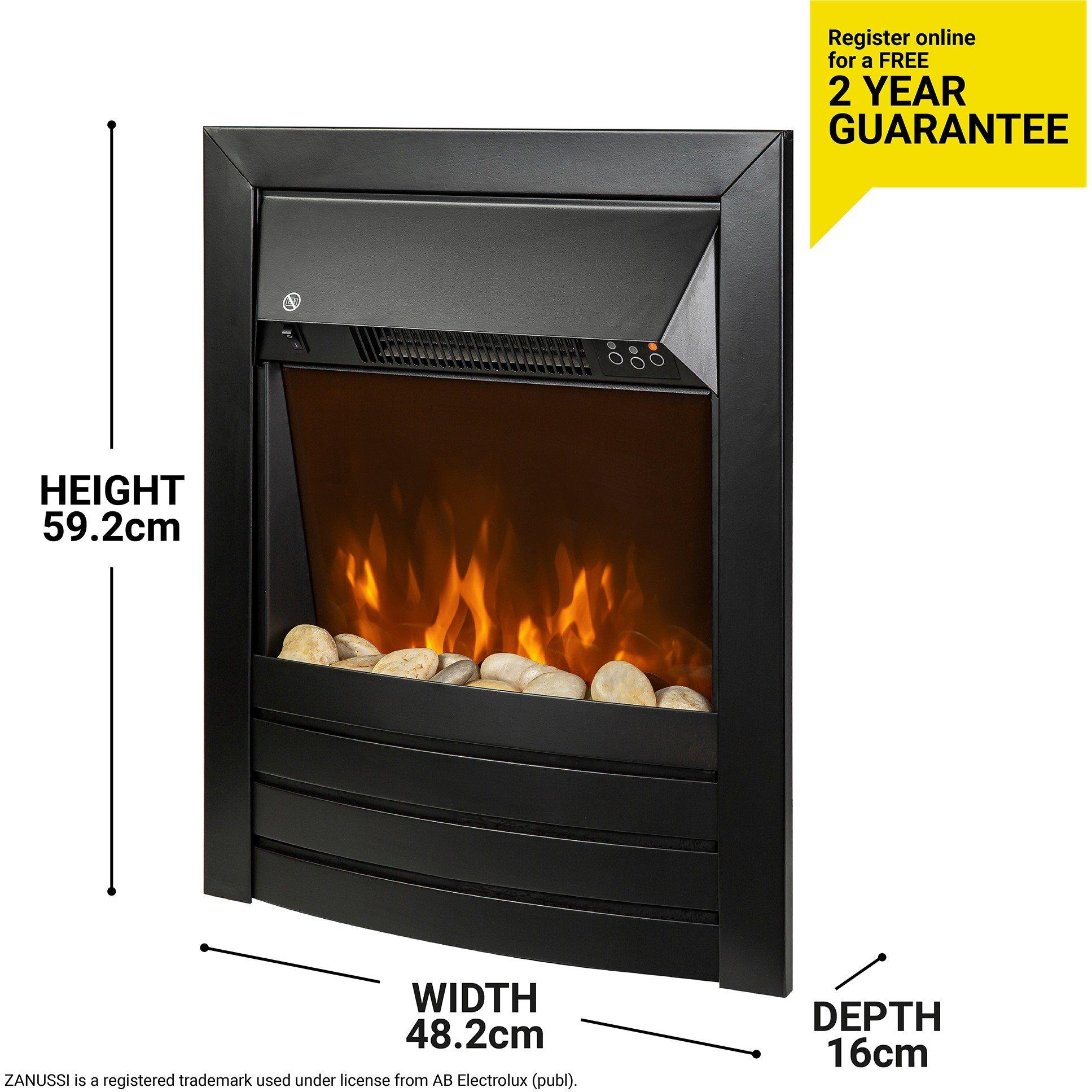 Black - Zanussi - ZEFIST1003B Electric Inset Fire - Cast Iron Effect - 2