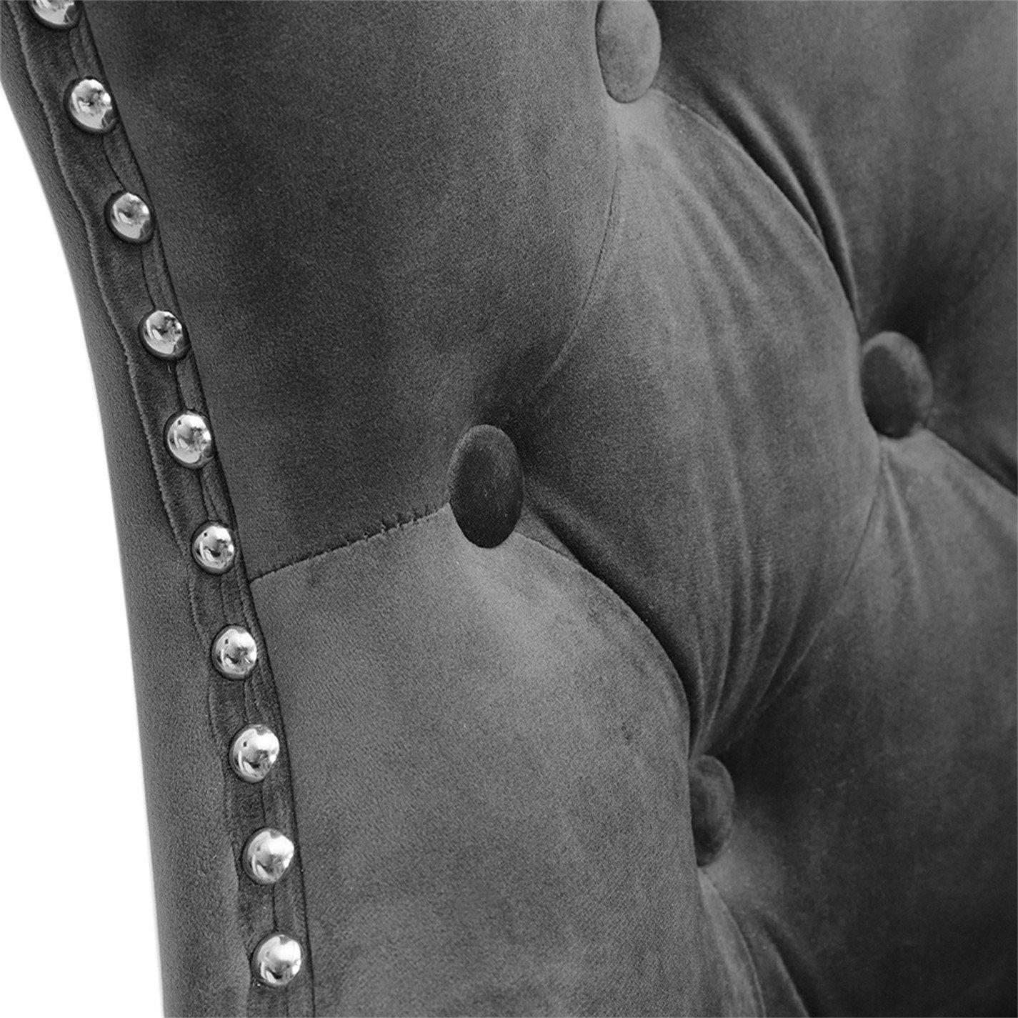 Grey - Kabinet UK - Freestanding Velvet Stool Bar Dining Chairs - 5