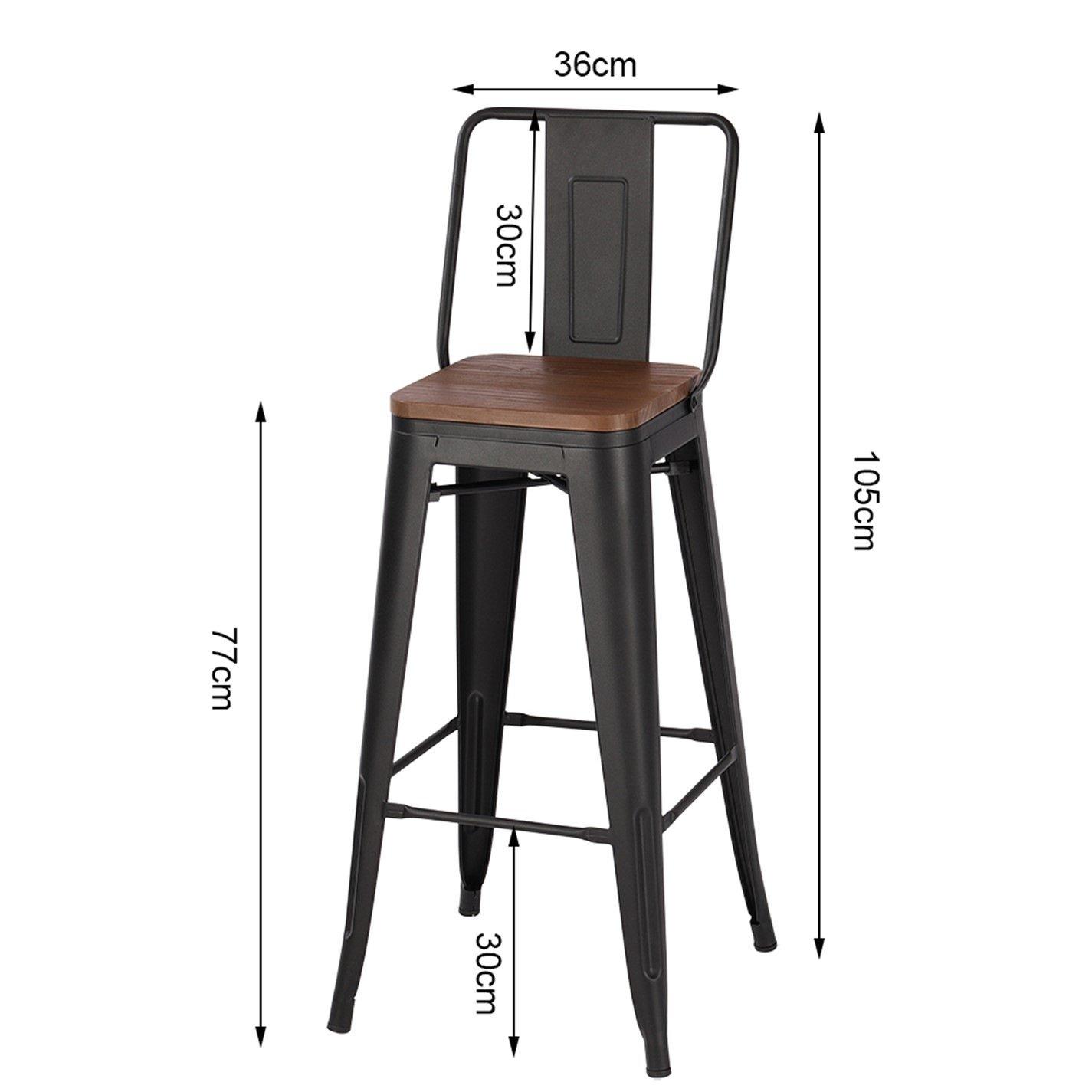 Brown - Kabinet UK - 4 Set Metal Frame Retro Style High Chair Bar Stool - 11