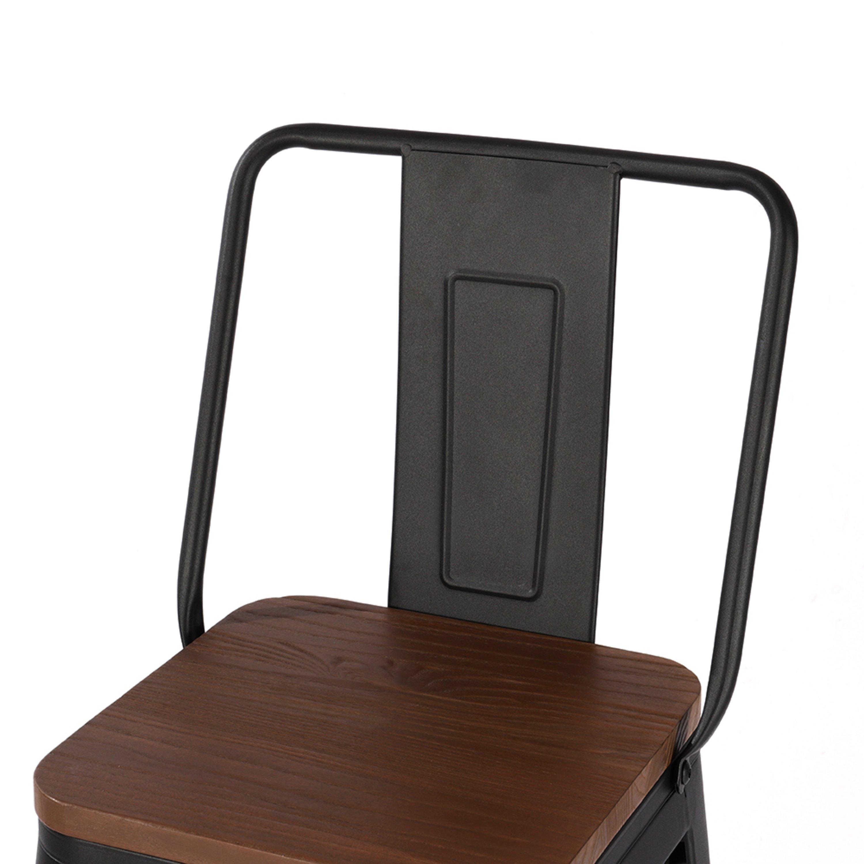 Brown - Kabinet UK - 4 Set Metal Frame Retro Style High Chair Bar Stool - 7