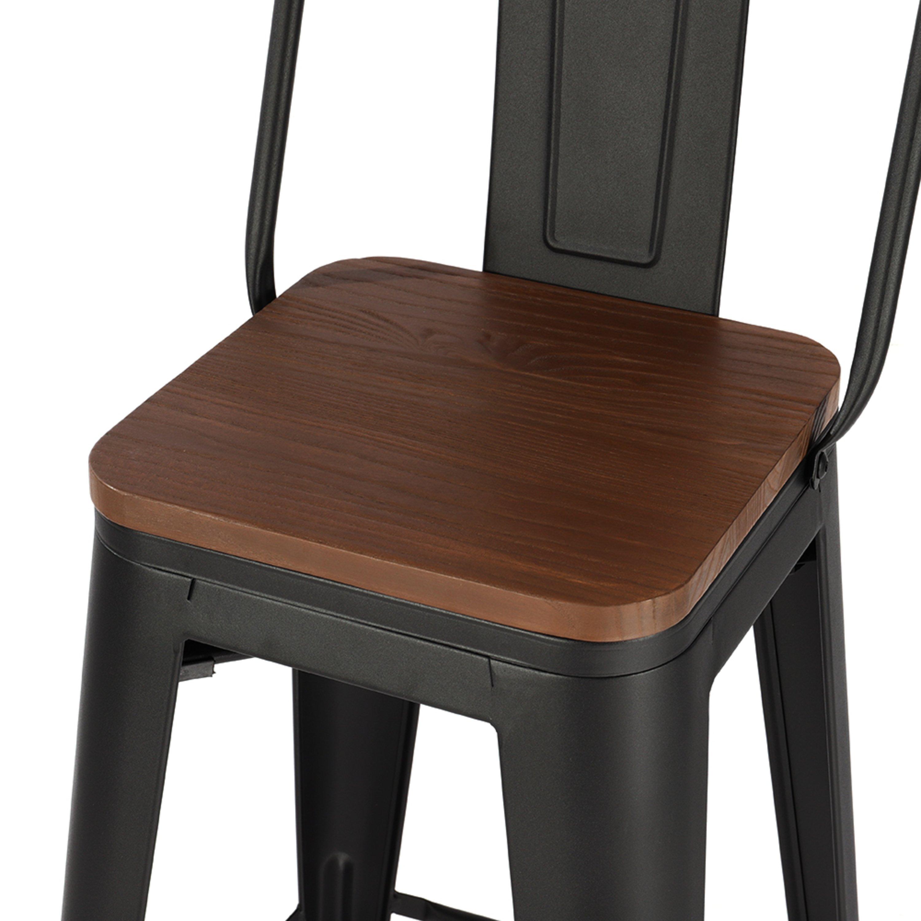 Brown - Kabinet UK - 4 Set Metal Frame Retro Style High Chair Bar Stool - 8