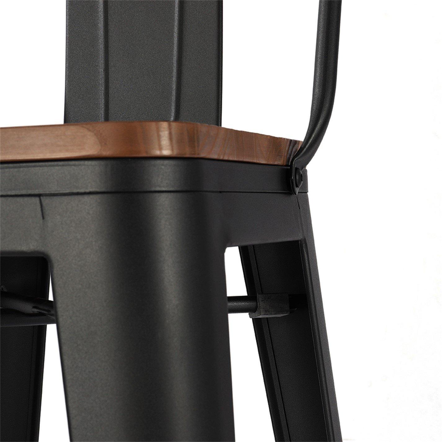 Brown - Kabinet UK - 4 Set Metal Frame Retro Style High Chair Bar Stool - 9