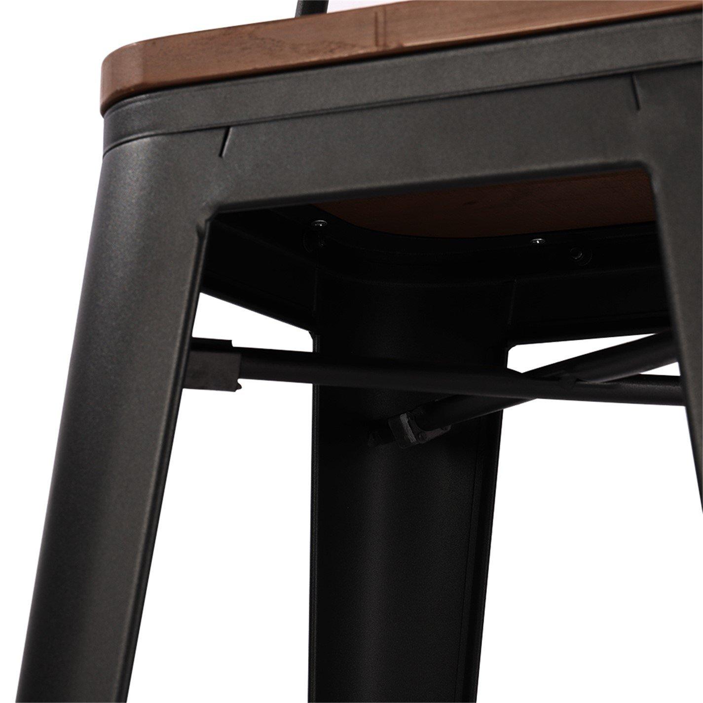 Brown - Kabinet UK - 4 Set Metal Frame Retro Style High Chair Bar Stool - 10