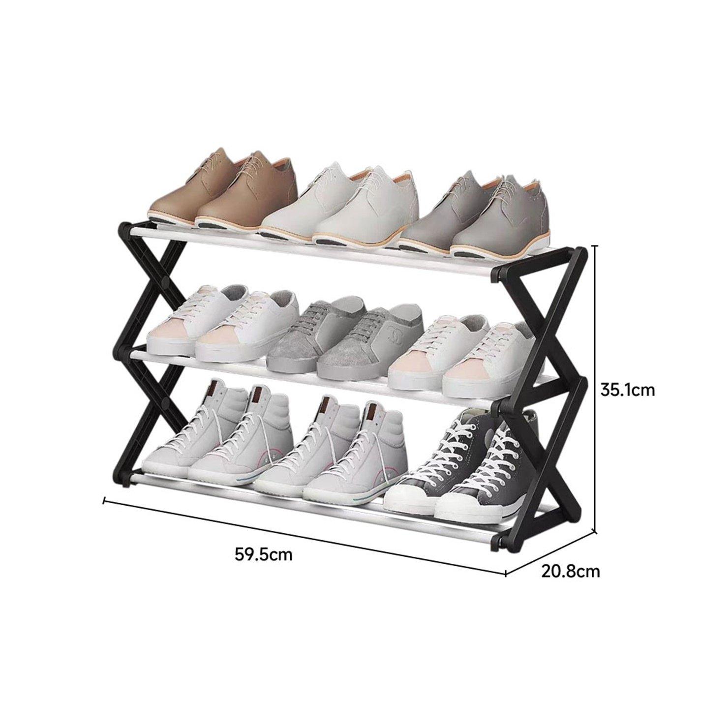 Black - Kabinet UK - Foldable 3-Tier Metal Shoe Rack - 7