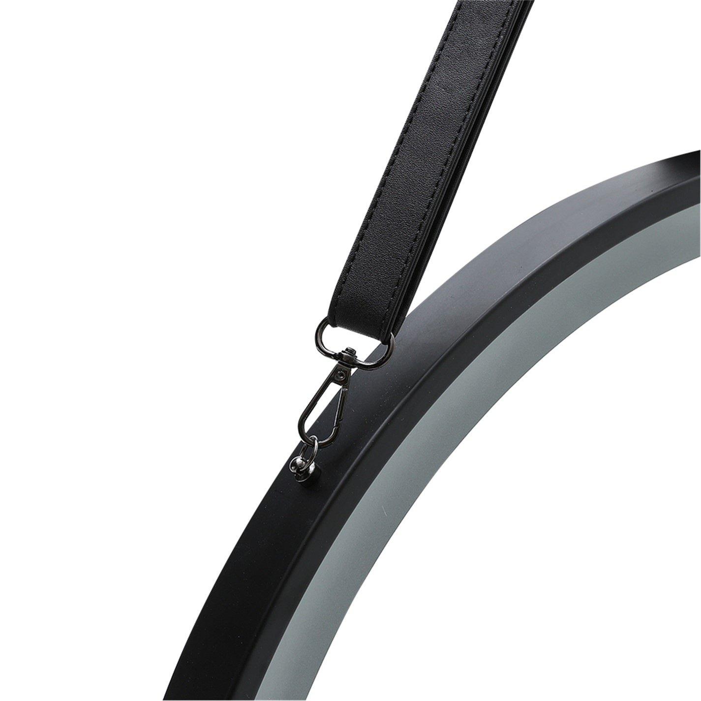 Black - Kabinet UK - Round Metal LED Mirror with Hanging Strap - 5