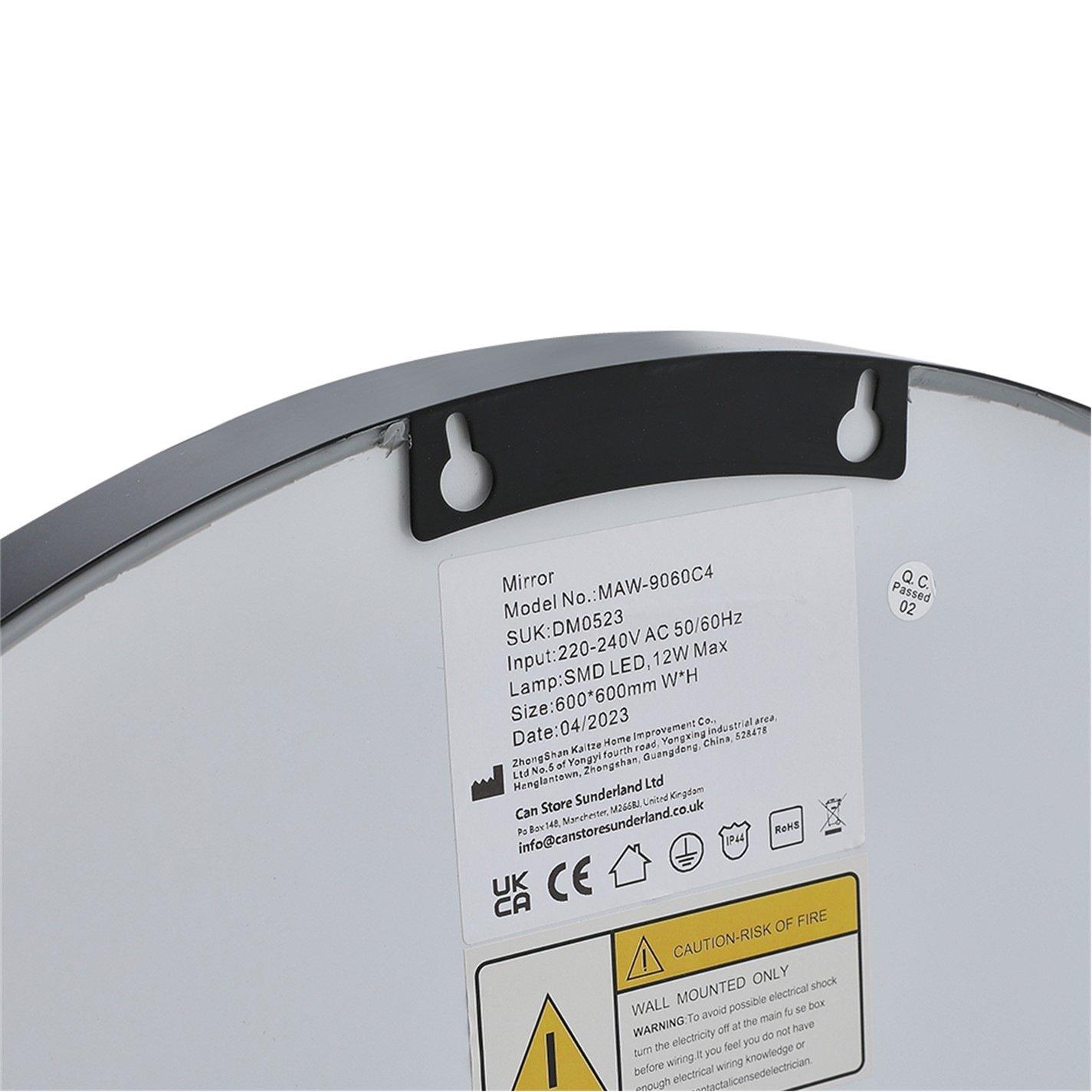 Black - Kabinet UK - Round Metal LED Mirror with Hanging Strap - 6