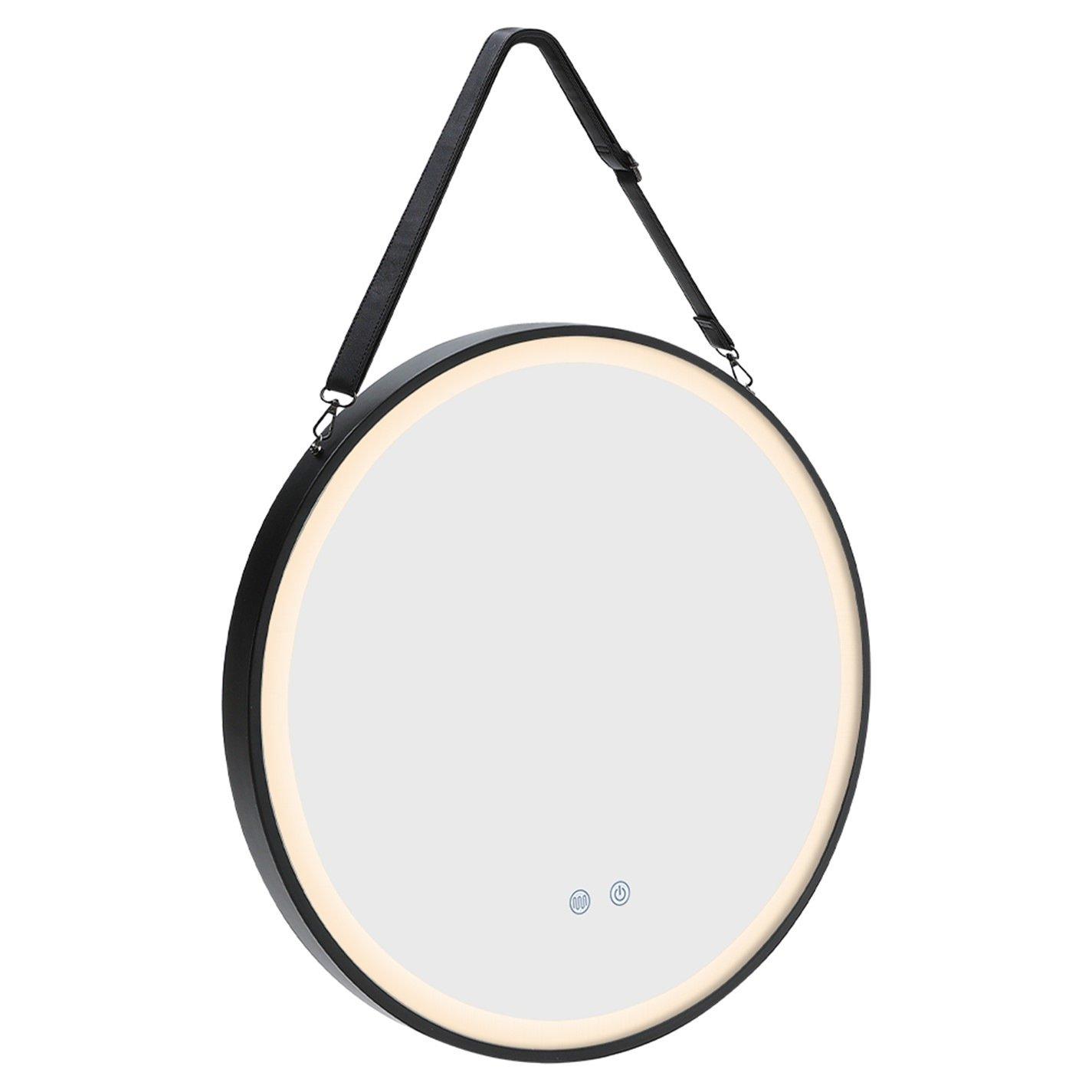 Black - Kabinet UK - Round Metal LED Mirror with Hanging Strap - 8