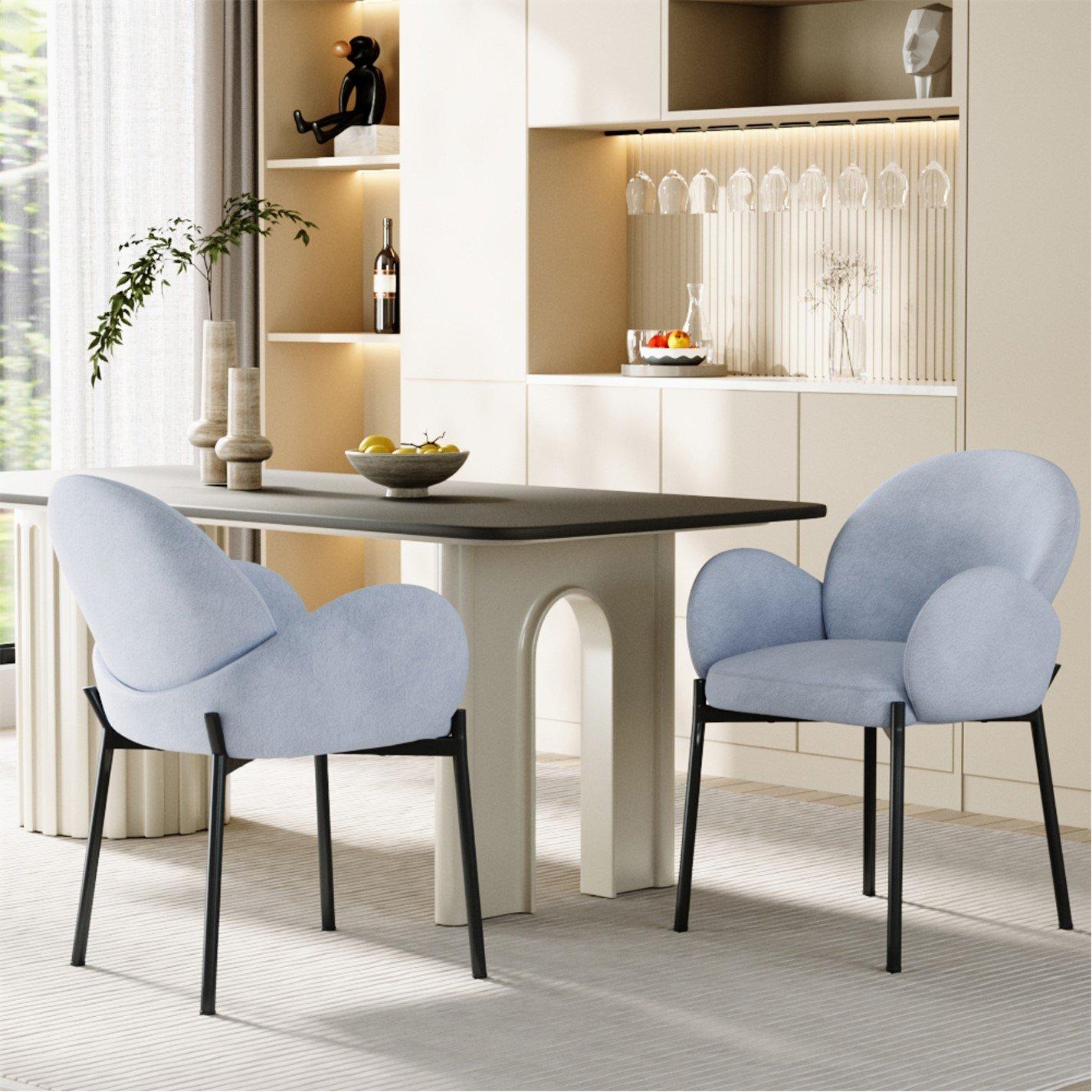 Grey - Kabinet UK - 2 Set Upholstered Dining Chairs with Armrest - 1