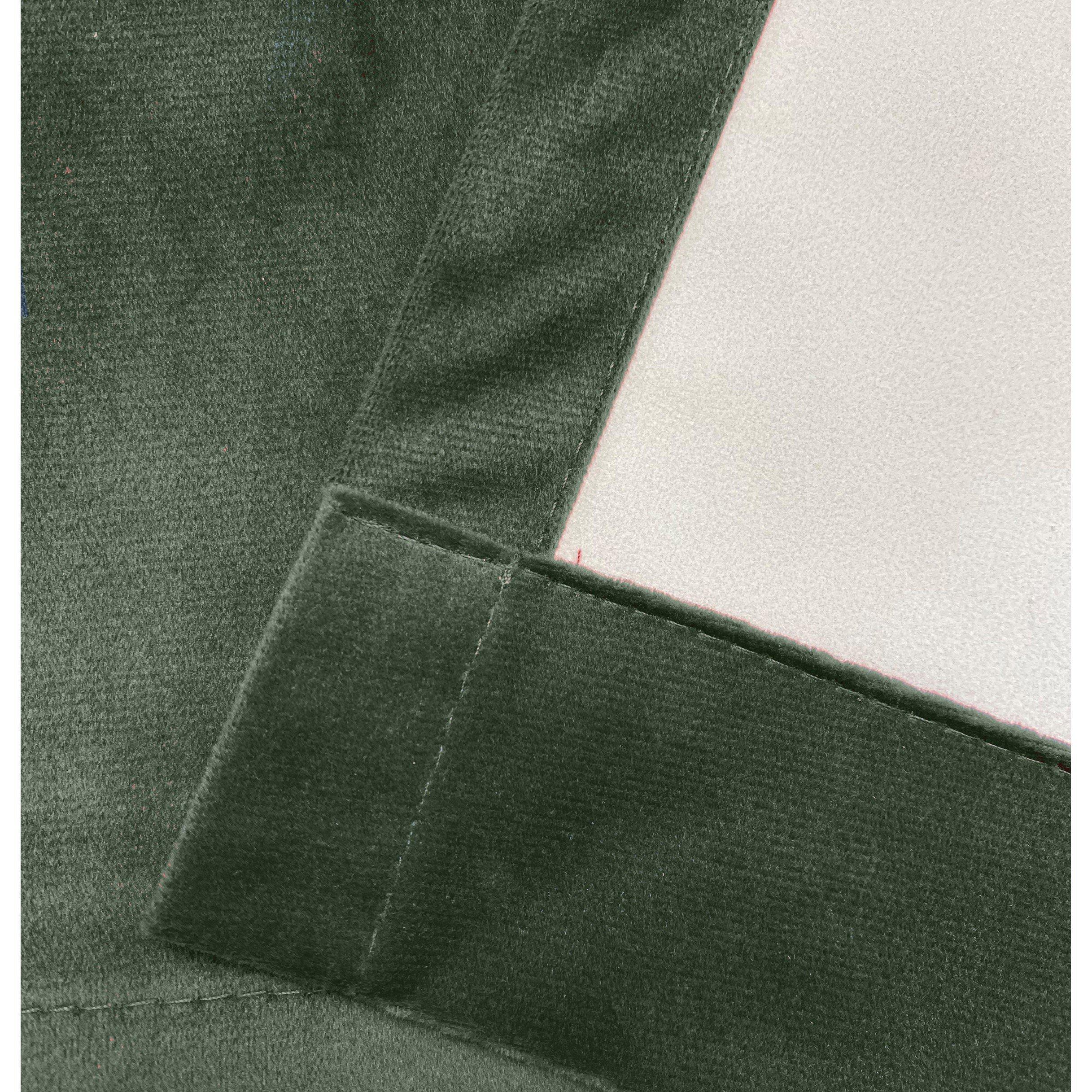 Green - Enhanced Living - Hampton Green Velvet Blackout Thermal Ring Curtain - 4