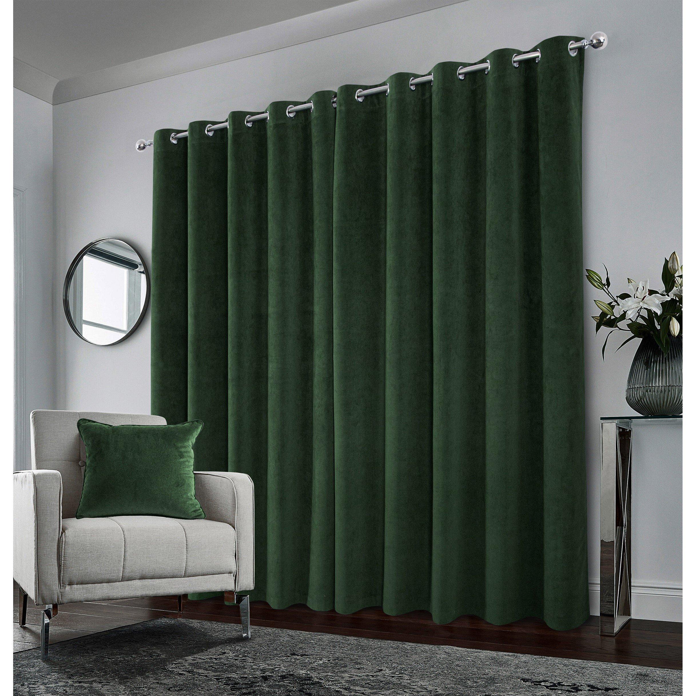 Green - Enhanced Living - Hampton Green Velvet Blackout Thermal Ring Curtain - 5