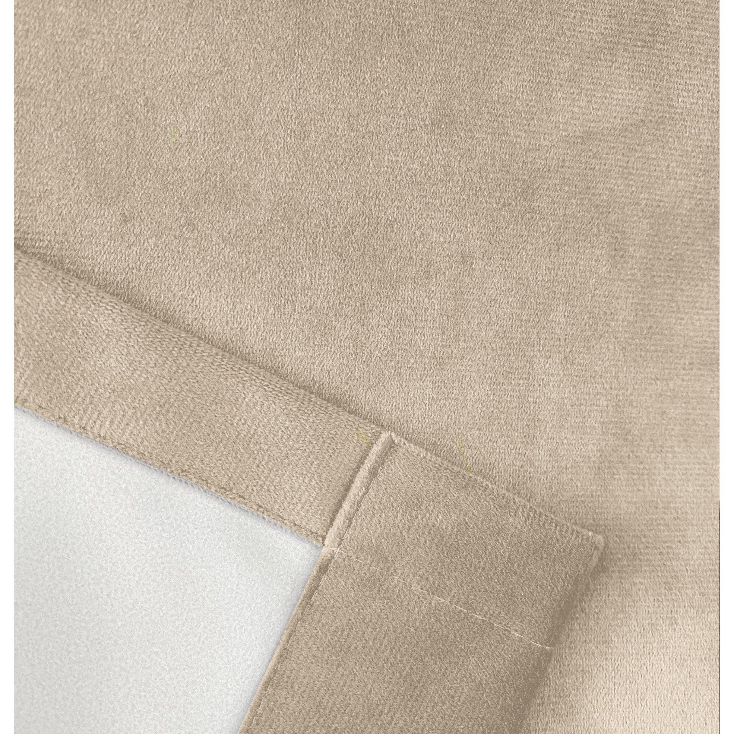 Cream - Enhanced Living - Hampton Cream Velvet Blackout Thermal Ring Curtain - 4