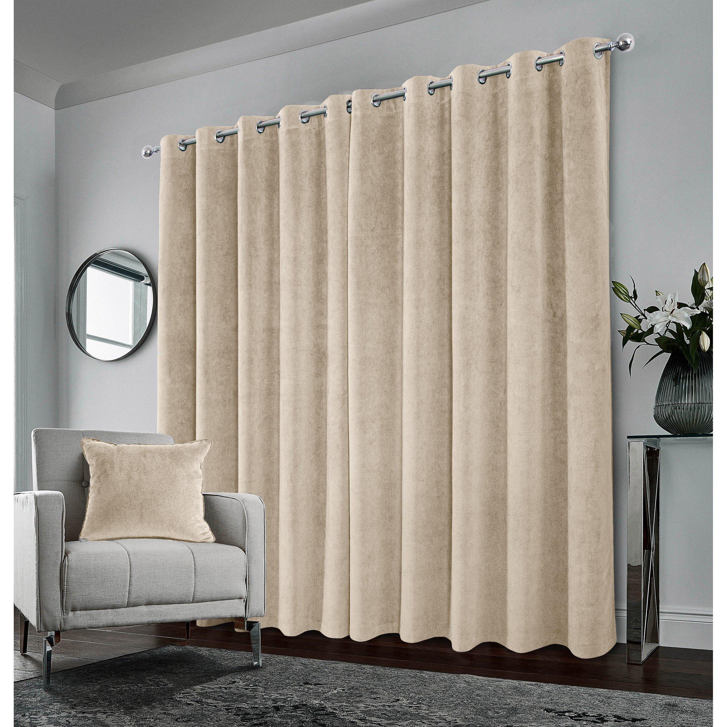 Cream - Enhanced Living - Hampton Cream Velvet Blackout Thermal Ring Curtain - 5
