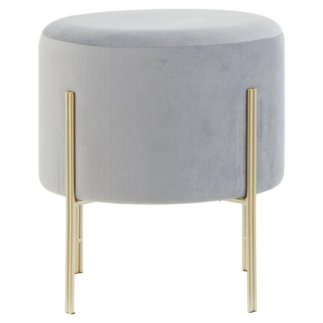 Grey - Interiors by Premier - Hayes Round Grey Velvet Stool - 2