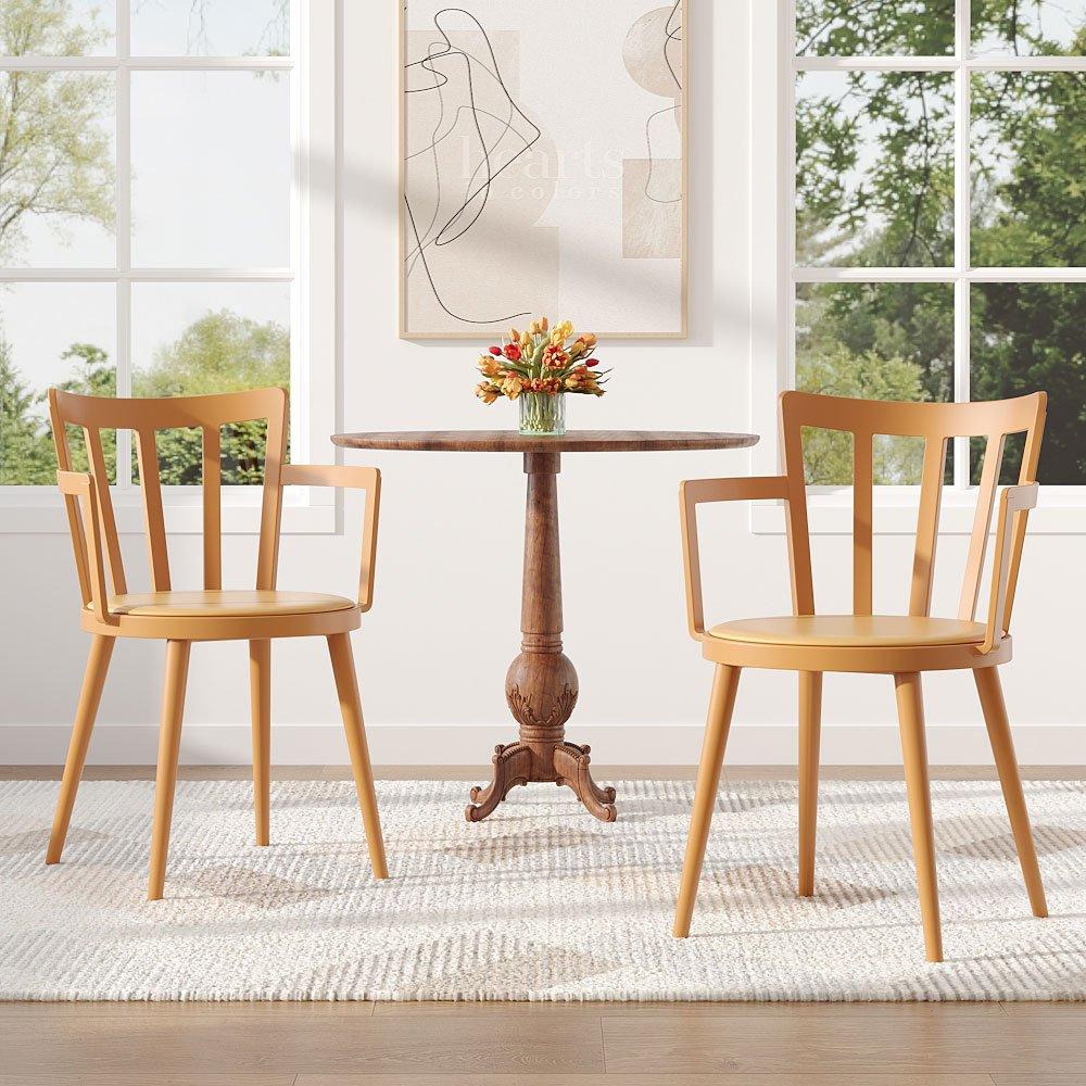 Orange - Kabinet UK - 4Pcs PU Leather Plastic Dining Chairs - 1