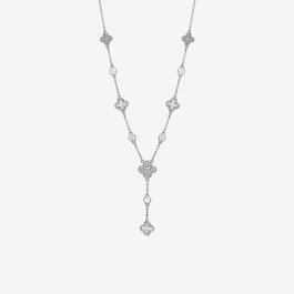 Mood Mood Silver Pave Clover Y Drop Necklace