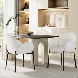 Cottonfy UK 2 Set Upholstered Dining Chairs with Armrest