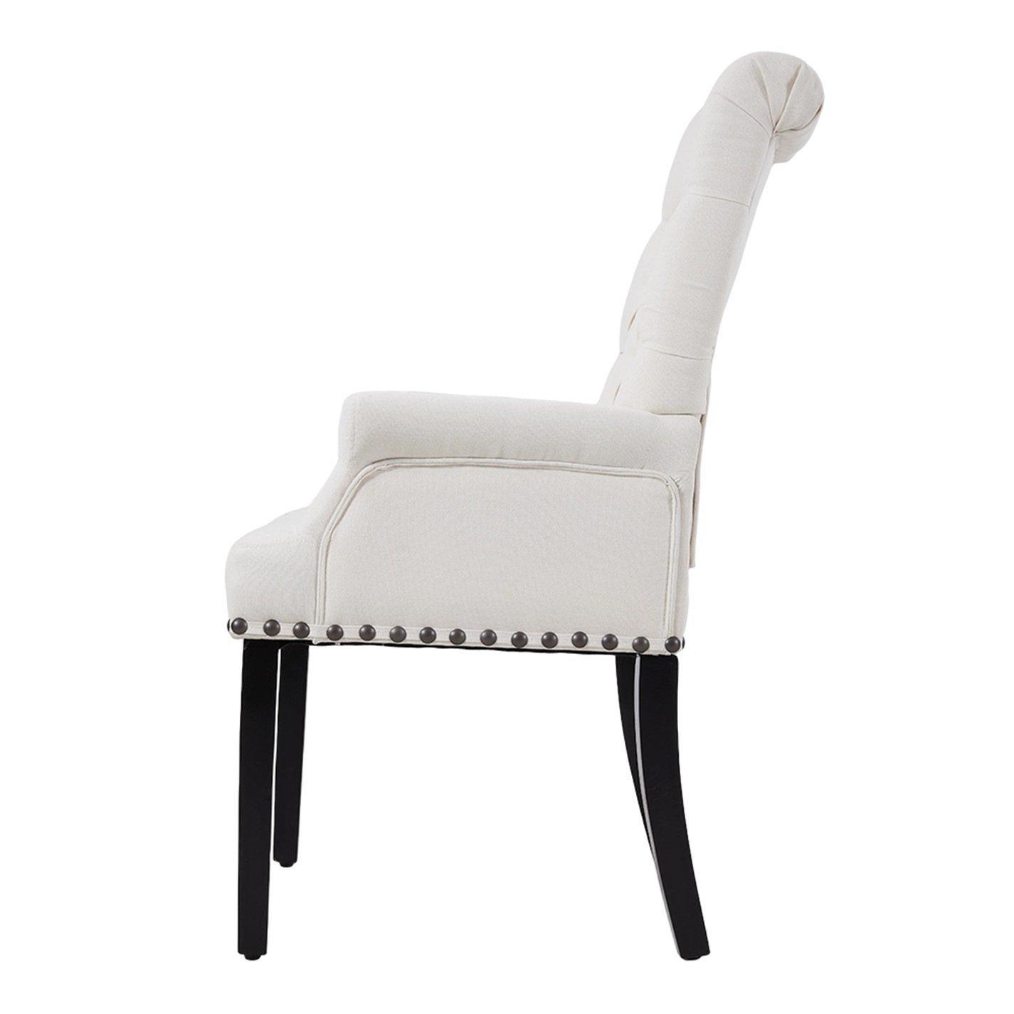 White - Kabinet UK - Linen Buttoned Upholstered Dining Chair - 2