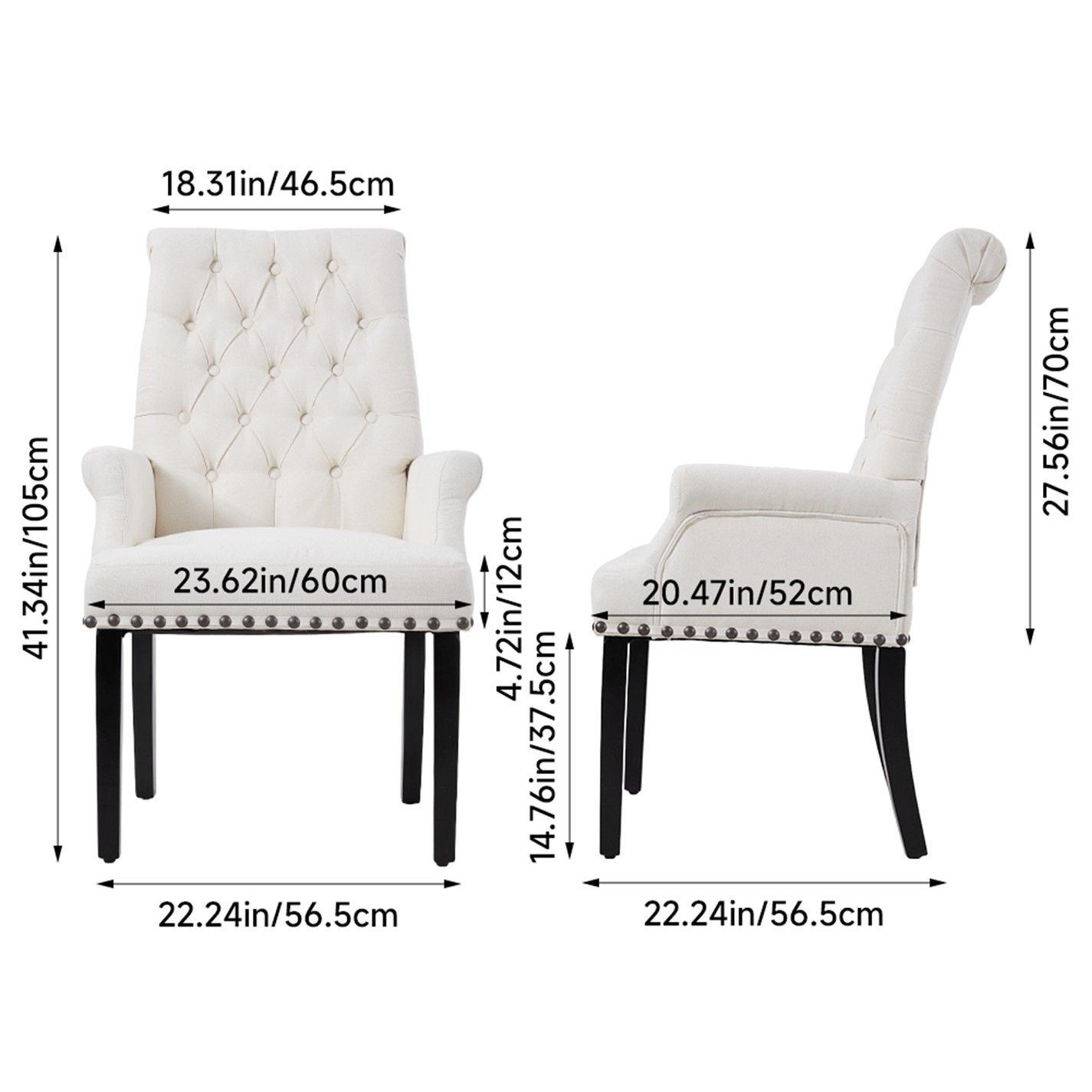 White - Kabinet UK - Linen Buttoned Upholstered Dining Chair - 11