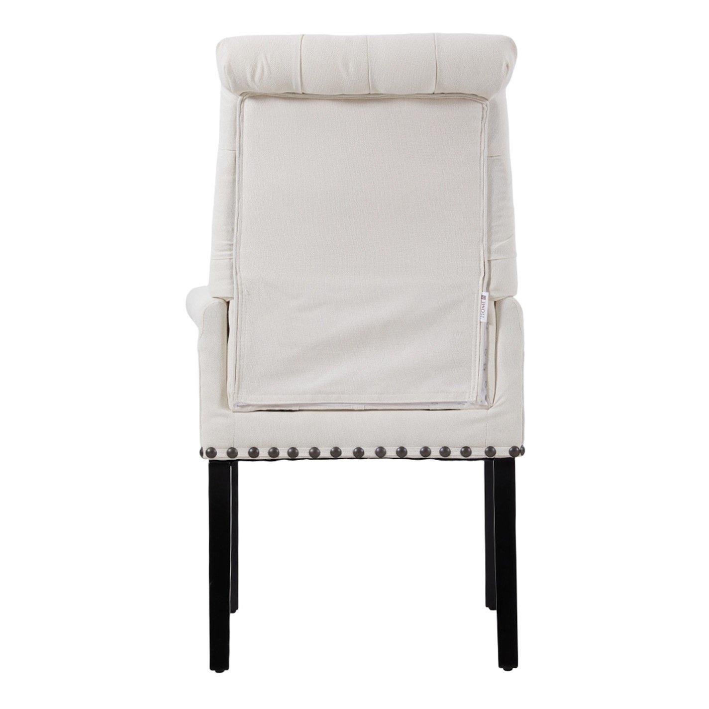 White - Kabinet UK - Linen Buttoned Upholstered Dining Chair - 3
