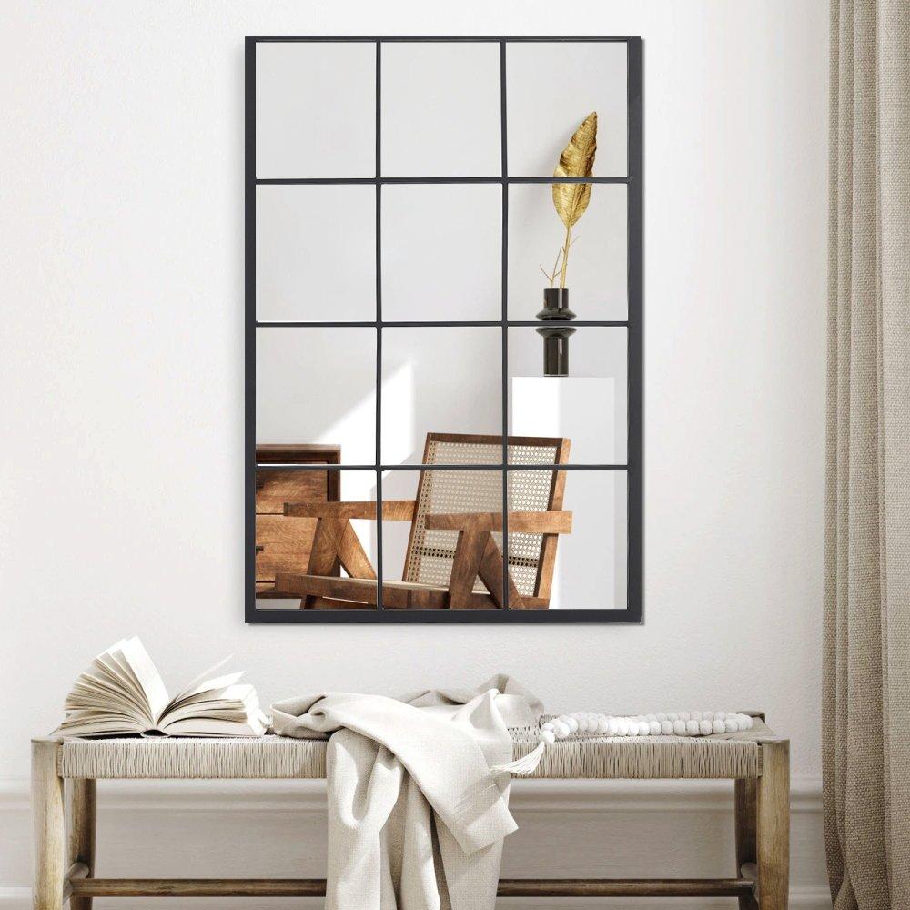 Black - Kabinet UK - Window Wall Accent Metal Framed Mirror - 1