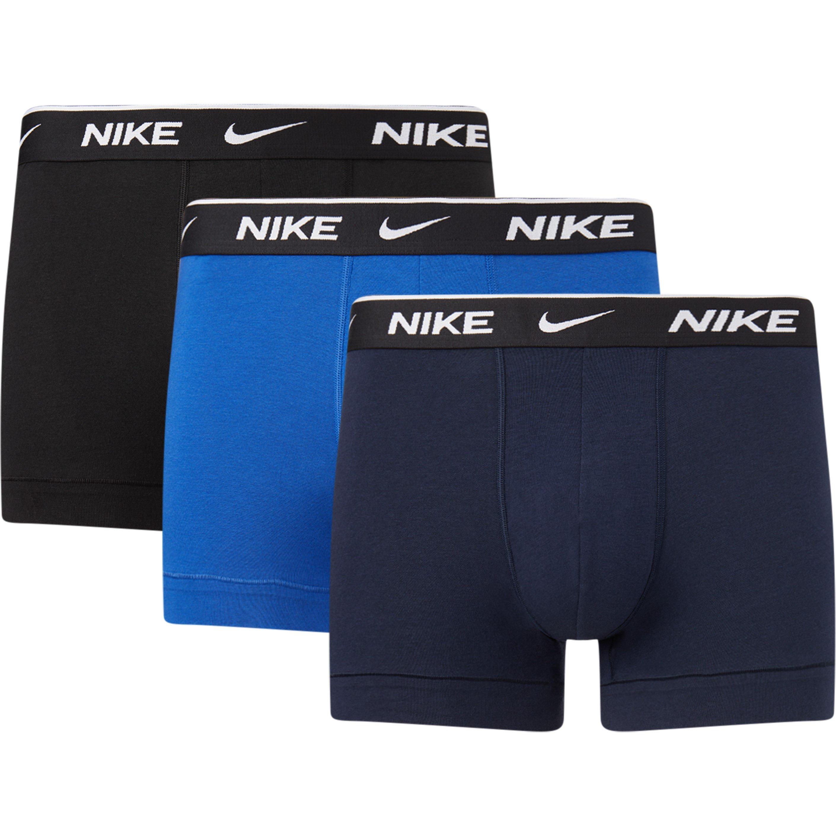Nike Men's 3 Pack Everyday Cotton Trunks - Blk/Nvy/Blu - X Large