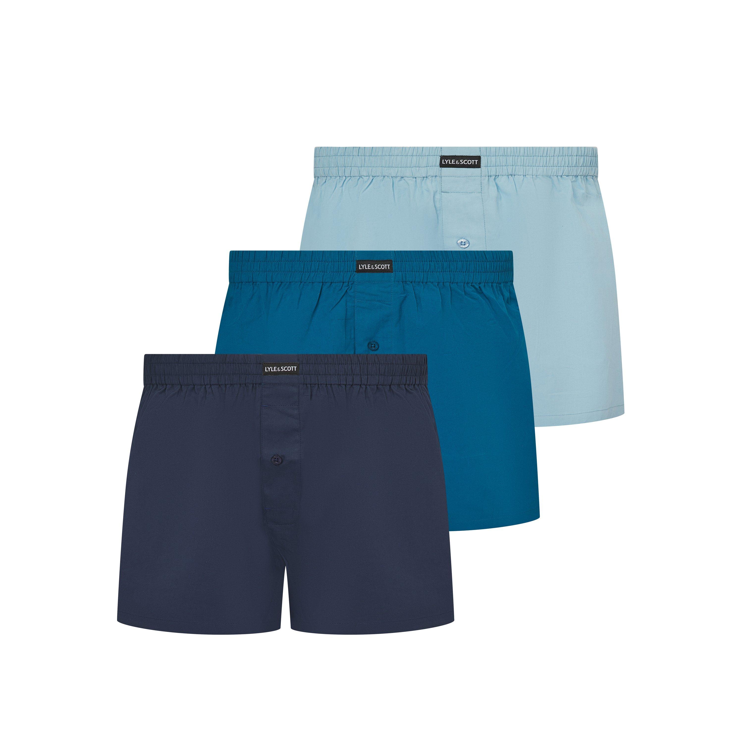 Lyle And Scott Men's Woven Boxer Trunk Underwear - Blue/Blue/Pct - Large
