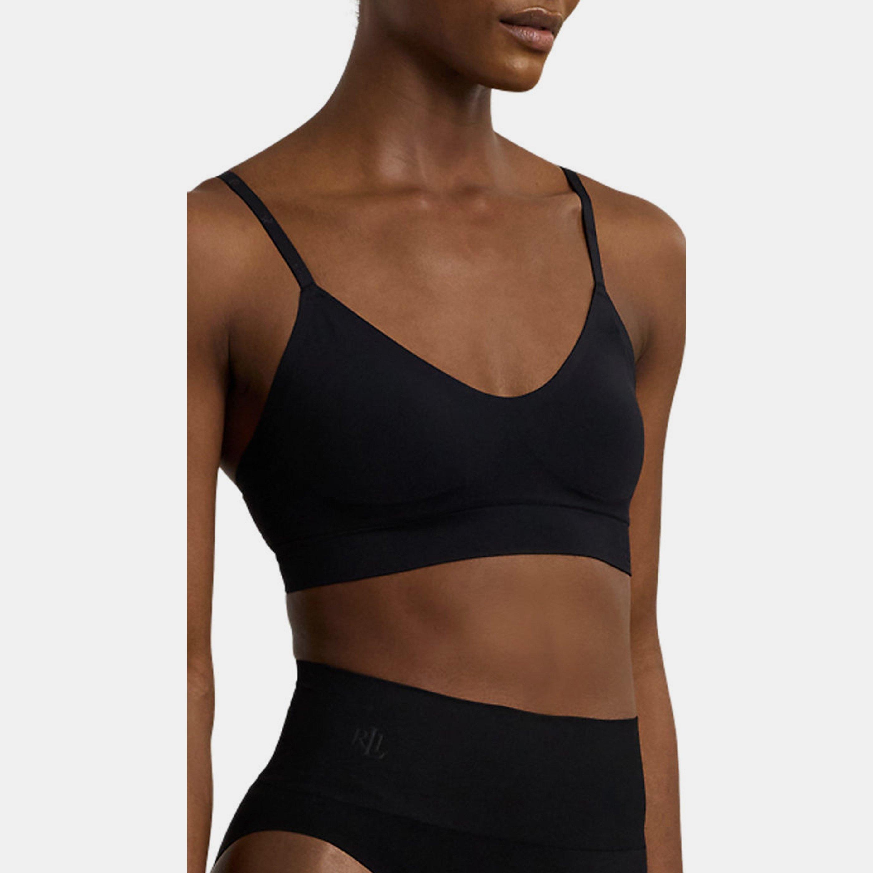 Black - Lauren by Ralph Lauren - Women's Unlined Wire-Free Seamless Scoop Bralette - 3