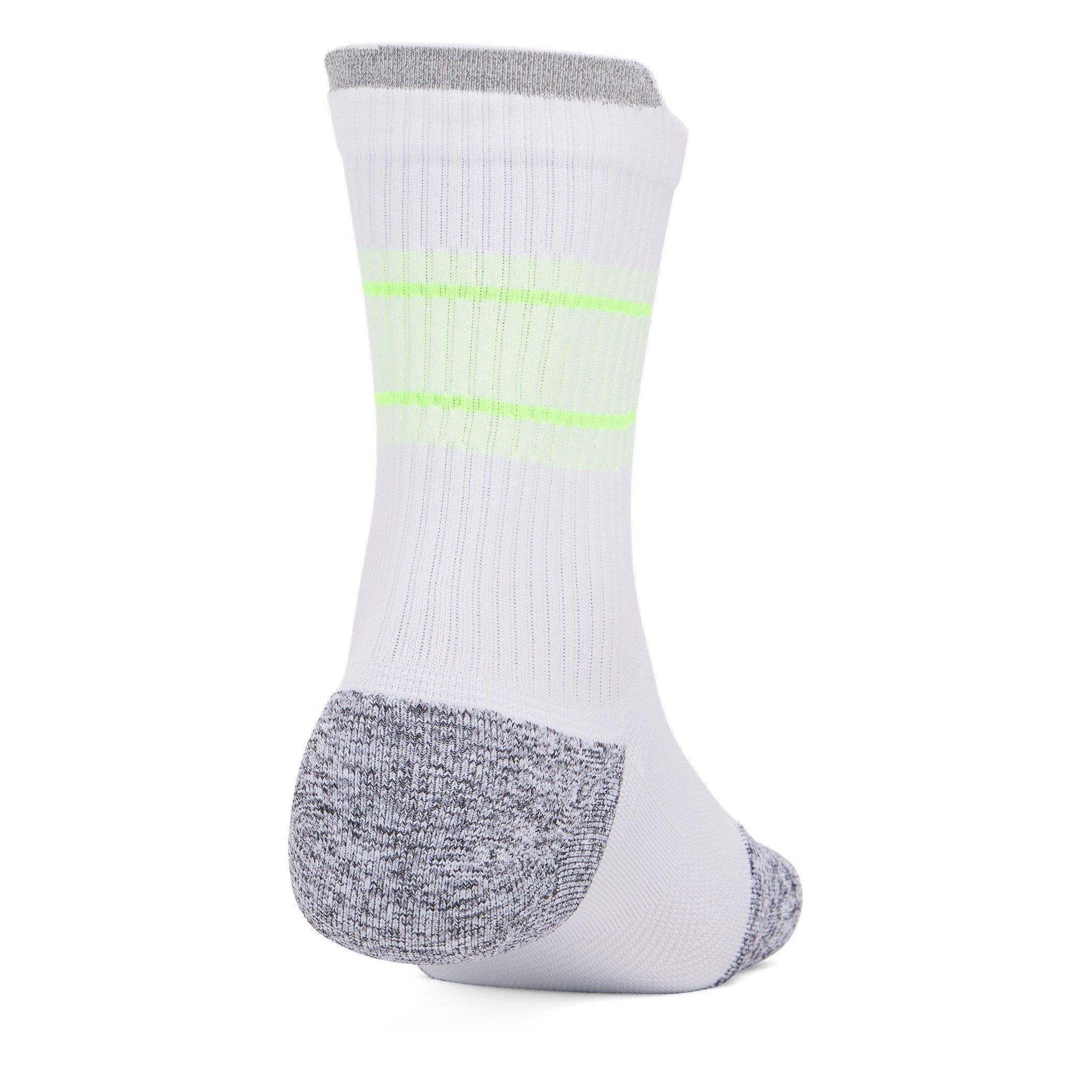 White - Under Armour - Armour Ua Ad Run Cushion 3pk Crew Sock Mens - 3