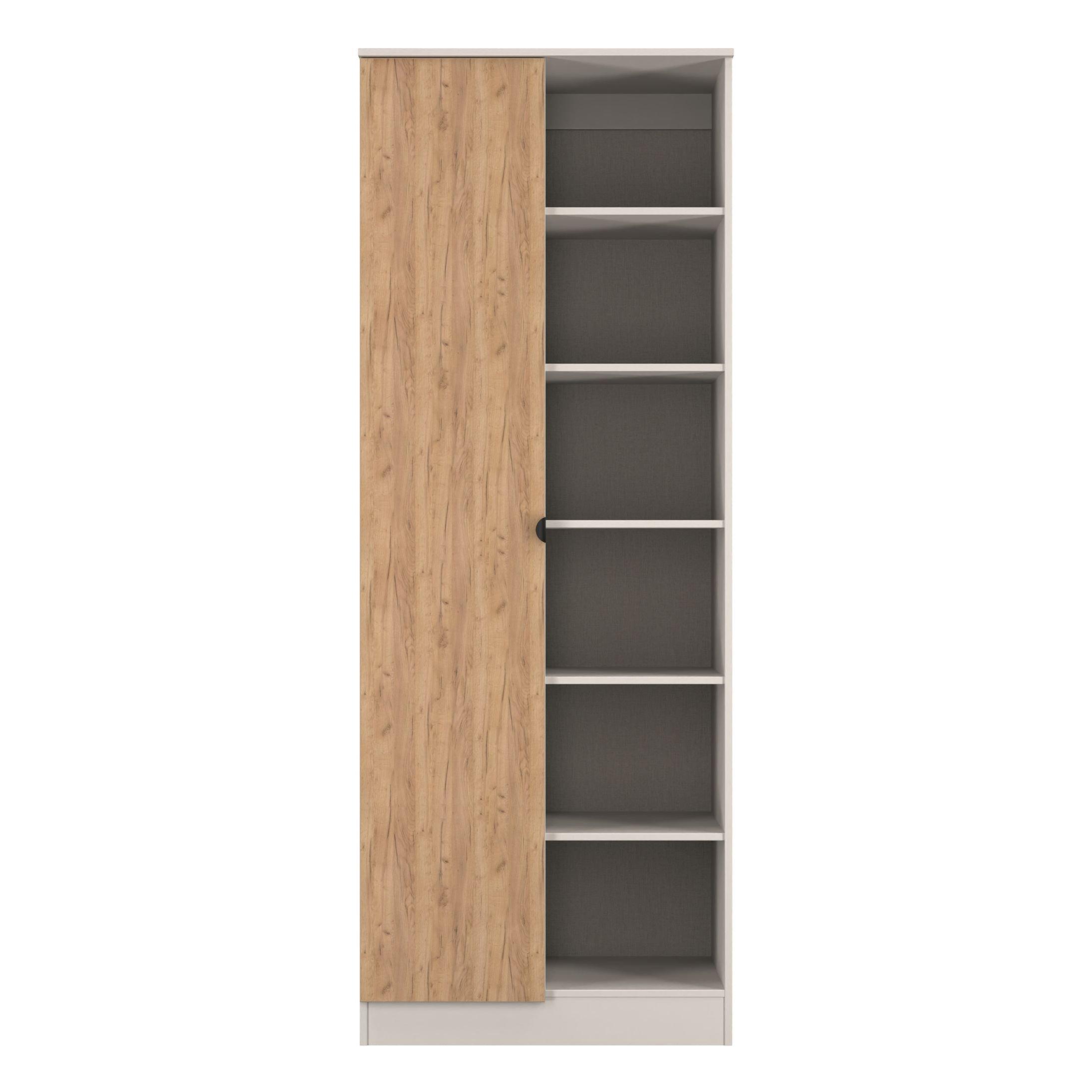 Craft Oak & Kas - Welcome Furniture - Solomon 1 Door Open Shelf Double Wardrobe - 1