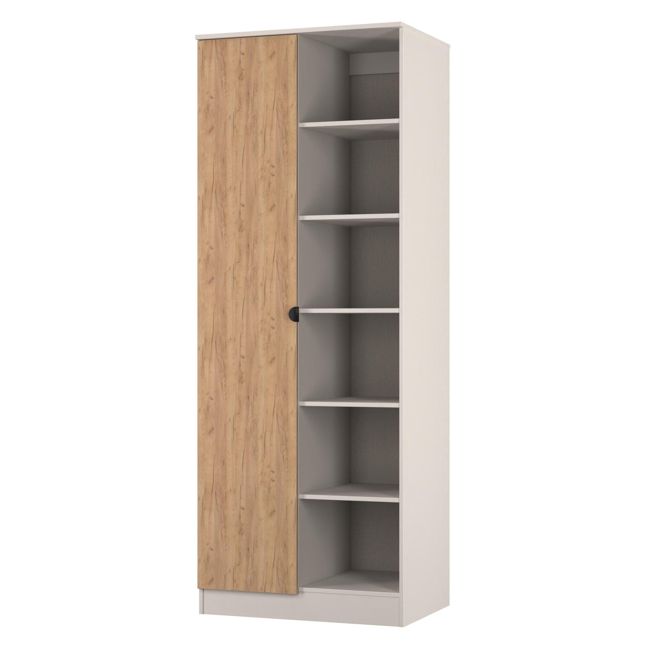 Craft Oak & Kas - Welcome Furniture - Solomon 1 Door Open Shelf Double Wardrobe - 3