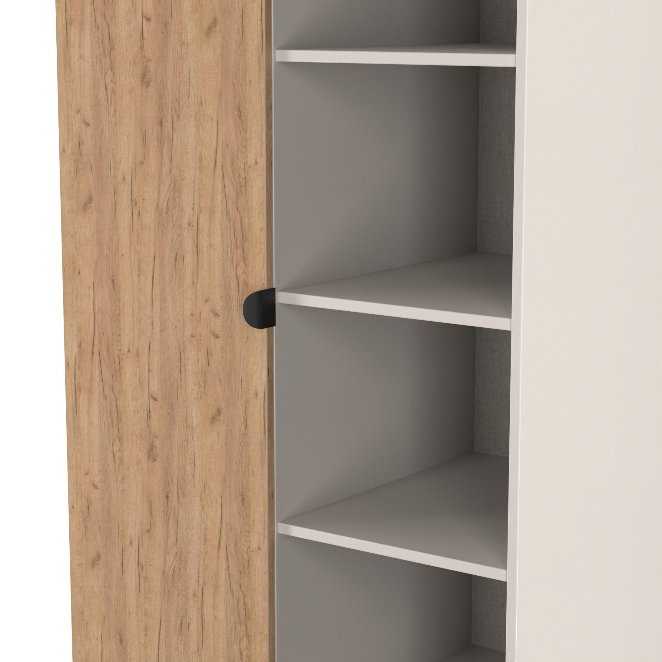 Craft Oak & Kas - Welcome Furniture - Solomon 1 Door Open Shelf Double Wardrobe - 4