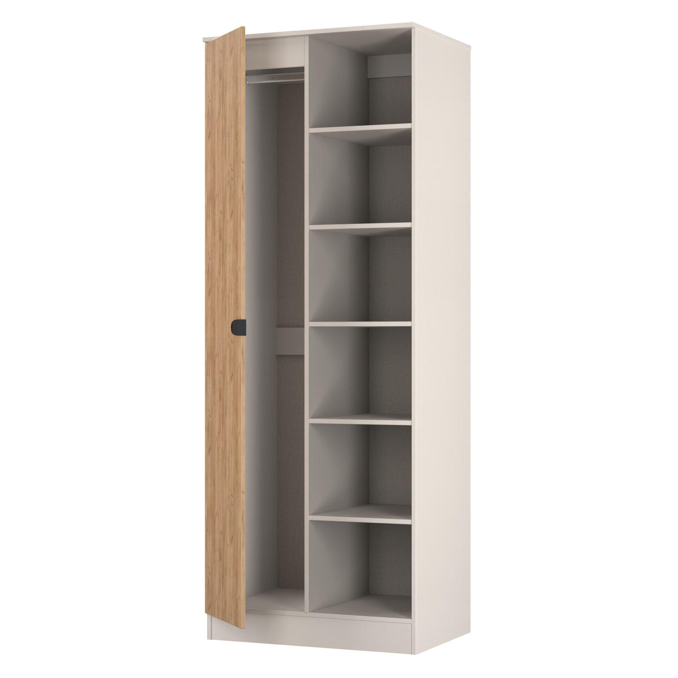 Craft Oak & Kas - Welcome Furniture - Solomon 1 Door Open Shelf Double Wardrobe - 5