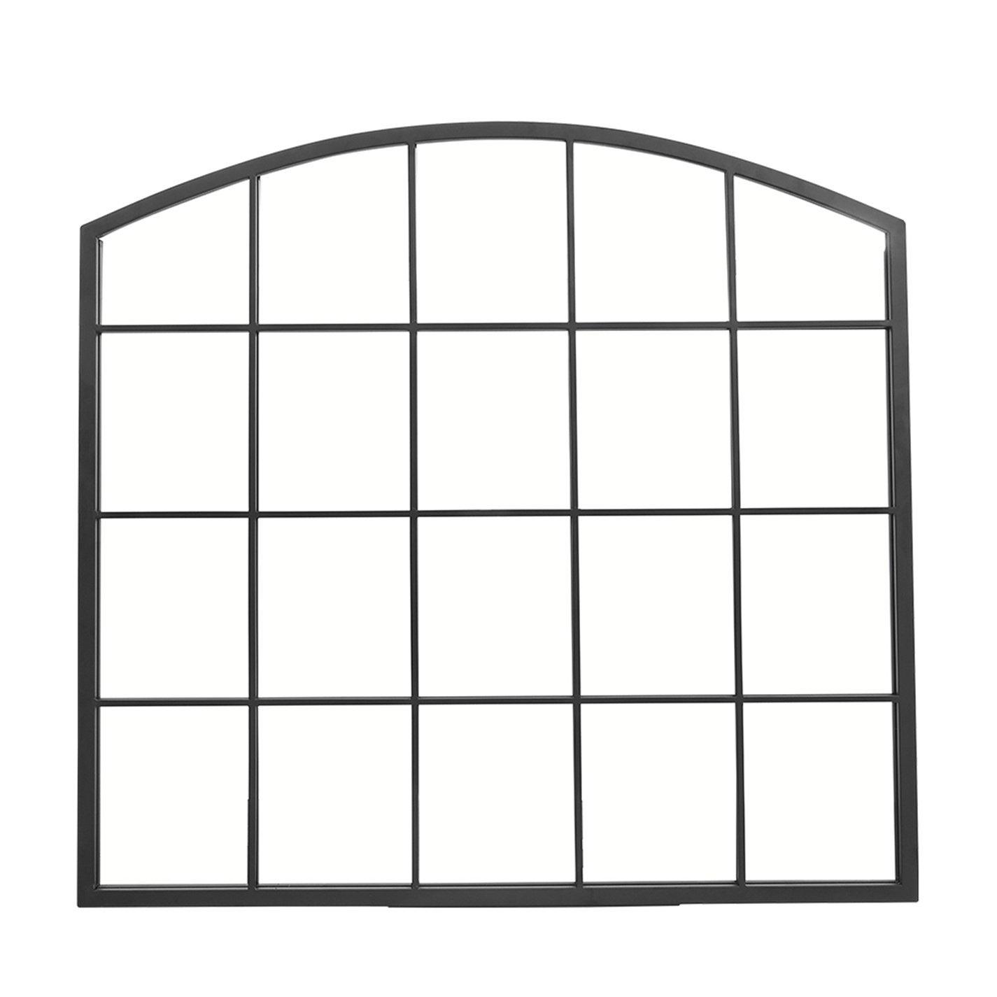 Kabinet Uk  Industrial 96Cm Window Arch Decor Wall Mirror - Black