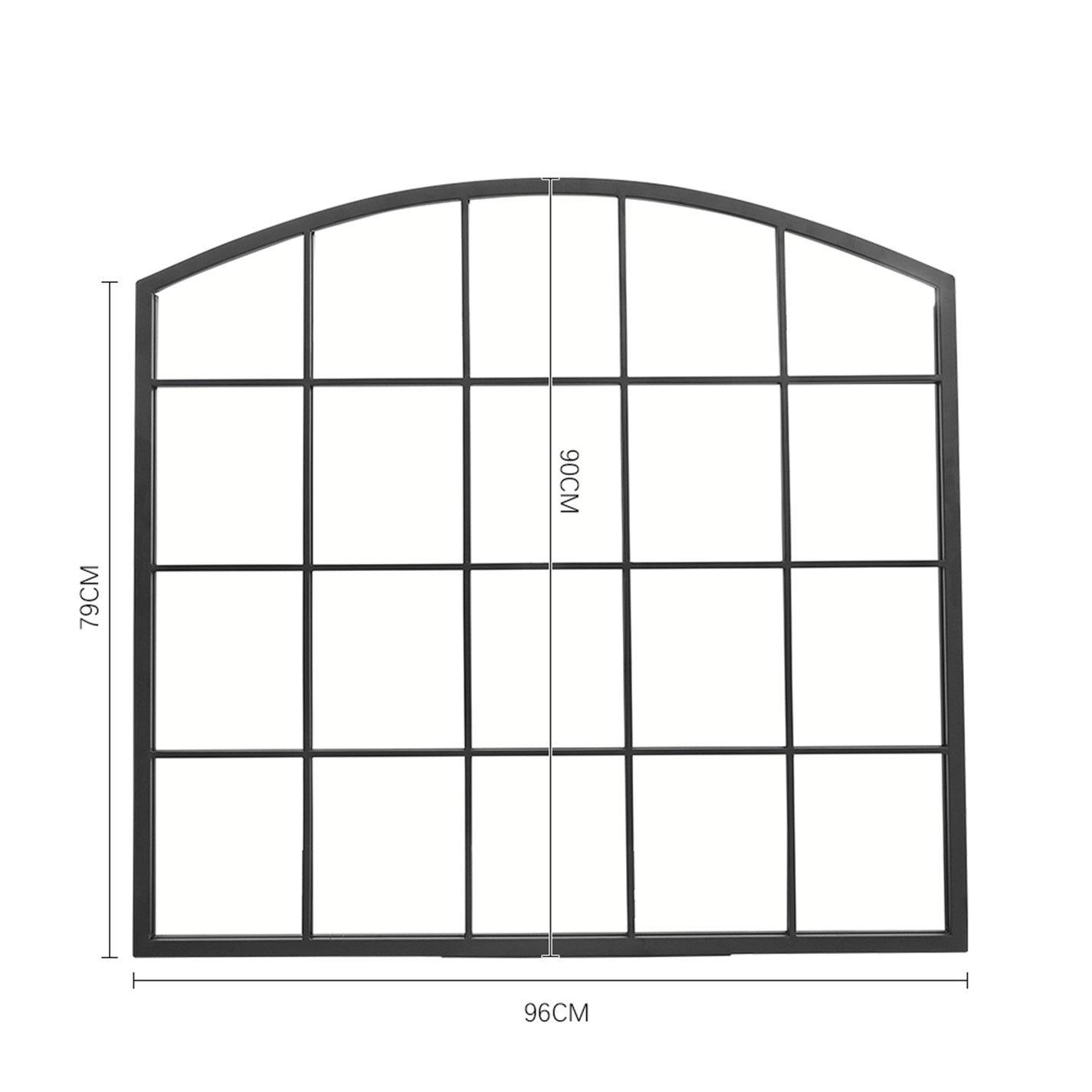 Black - Kabinet UK - Industrial 96cm Window Arch Decor Wall Mirror - 9