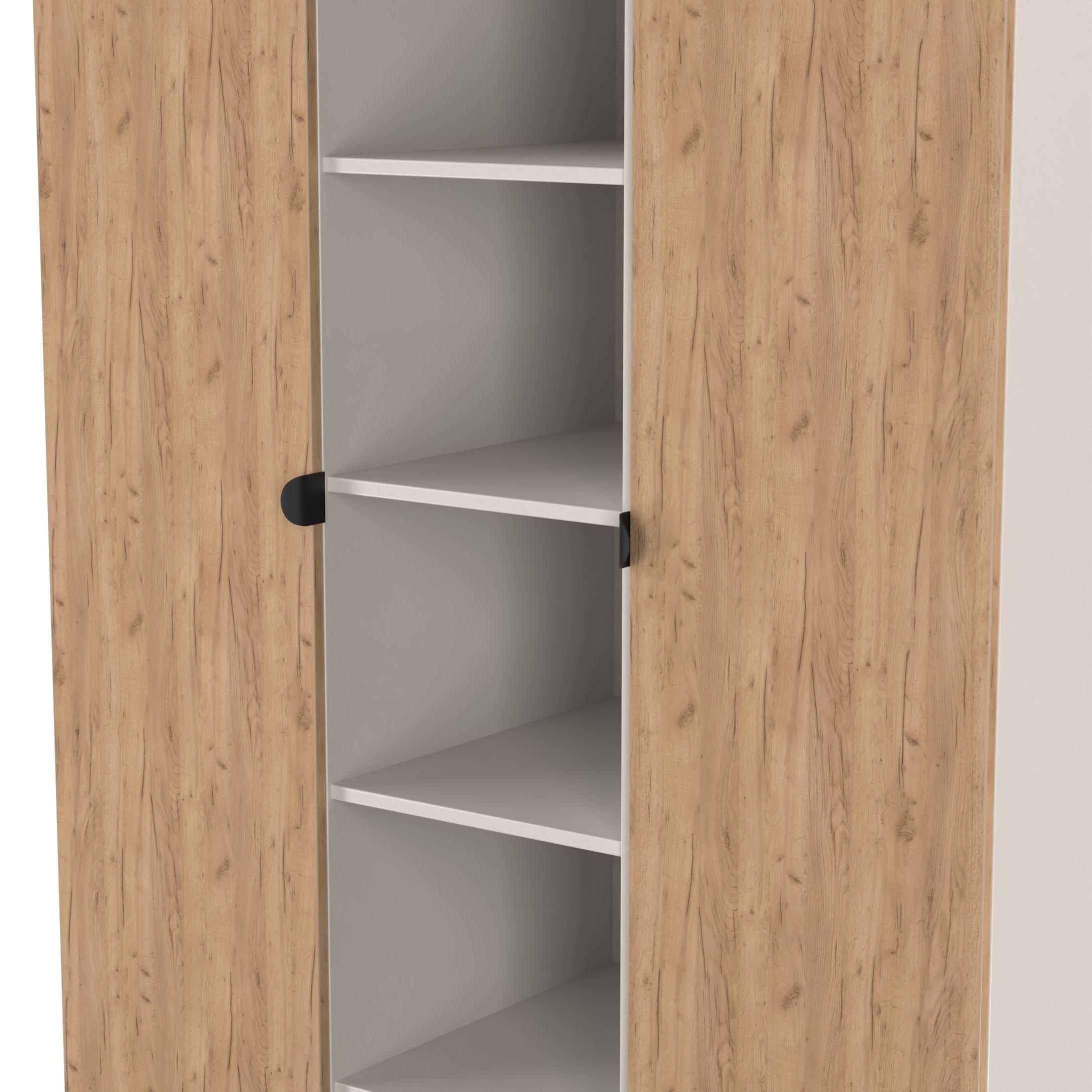 Craft Oak & Kas - Welcome Furniture - Solomon 2 Door Open Shelf Triple Wardrobe - 4